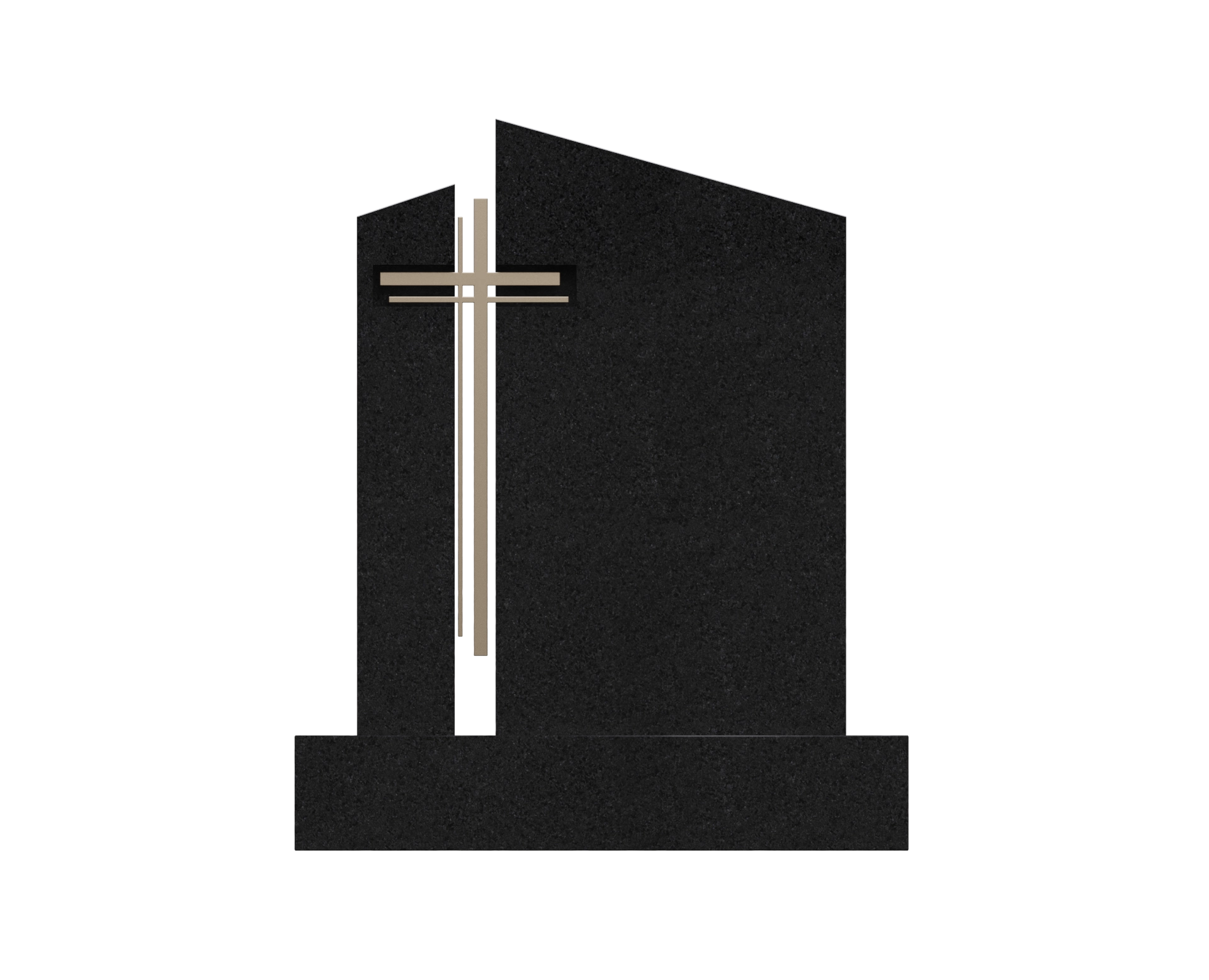 Luxury Upright Granite Monument — Asymmetric Profile with Cross & Lily view 3