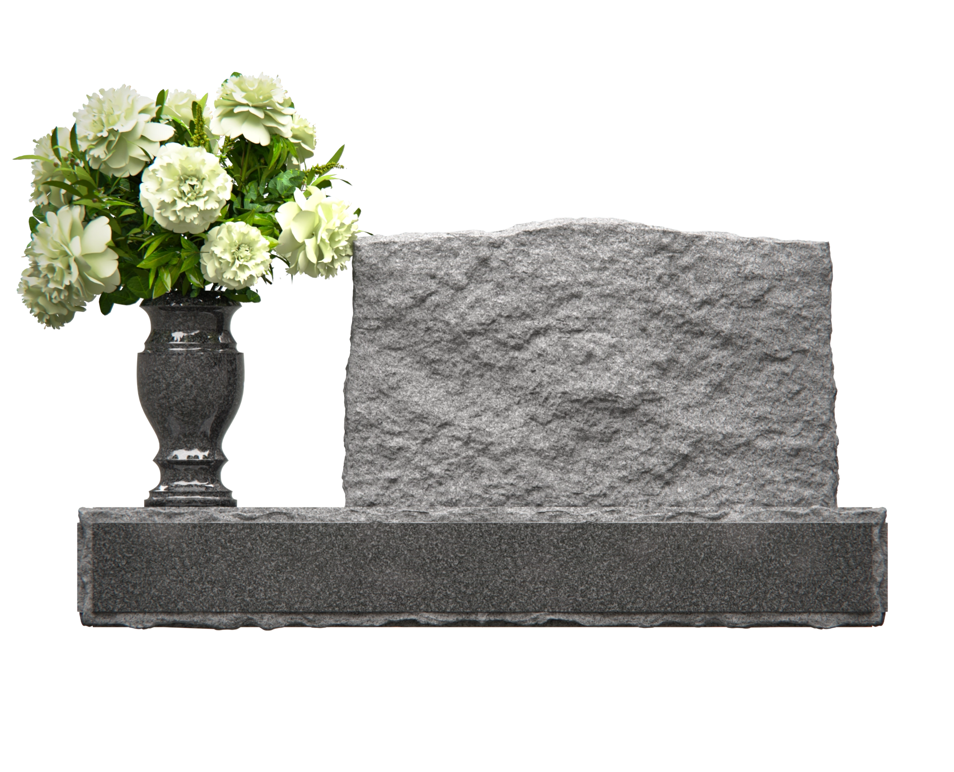 Premium Slant Granite Headstone with Hummingbird & Lily Panel & Vase view 2