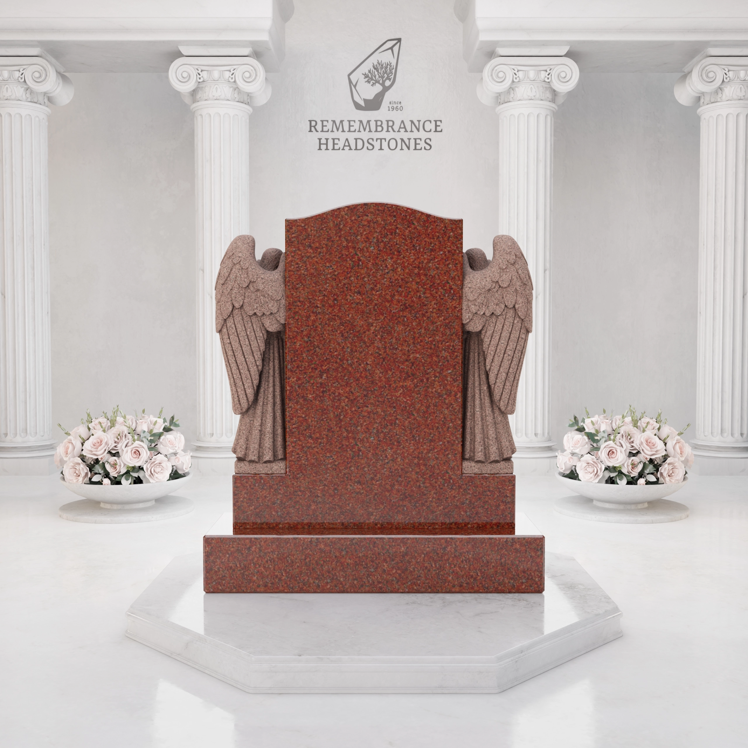 Luxury Companion Granite Headstone with Praying Angels view 5