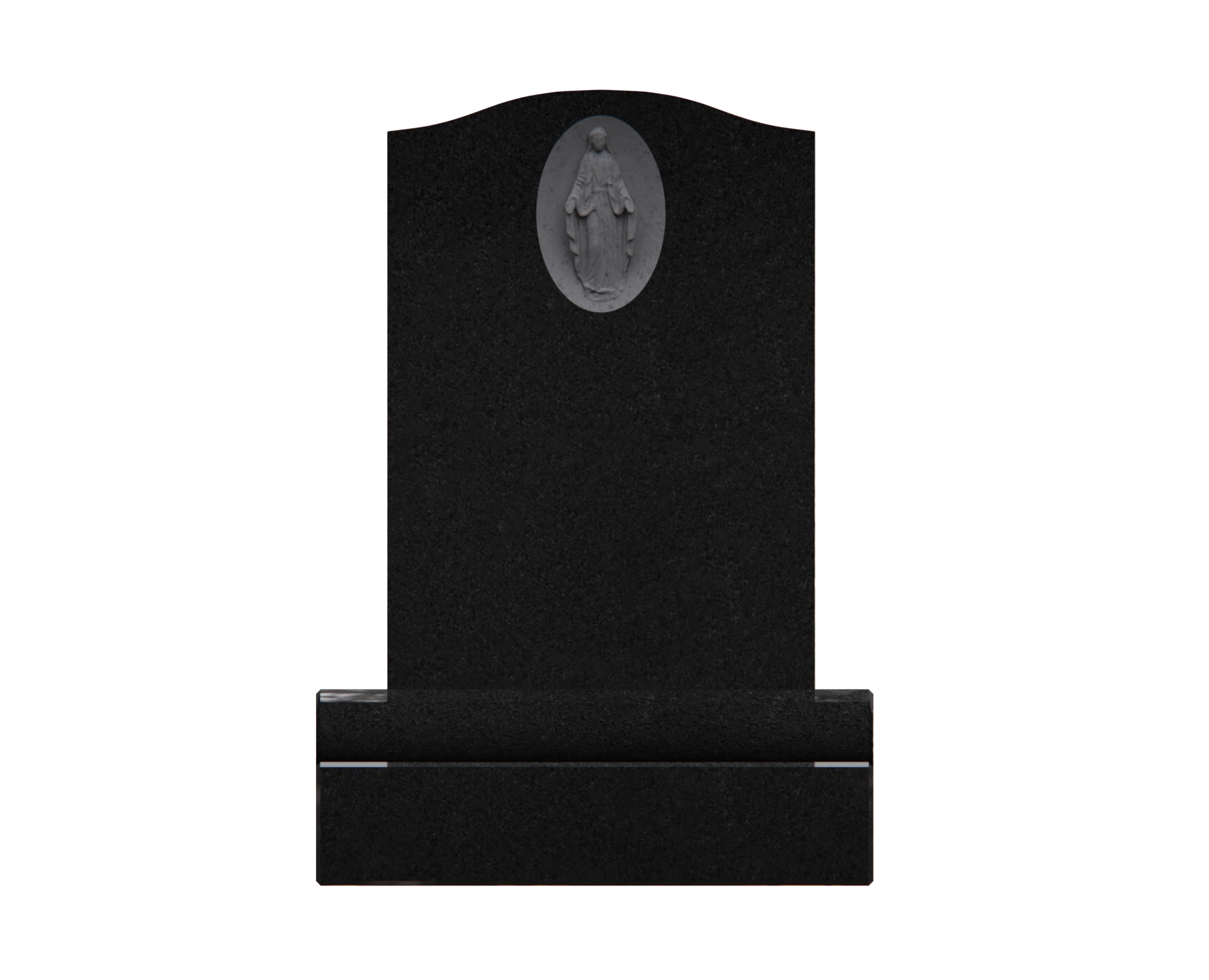 Premium Upright Granite Headstone — Arched Tablet, Virgin Mary Medallion view 3