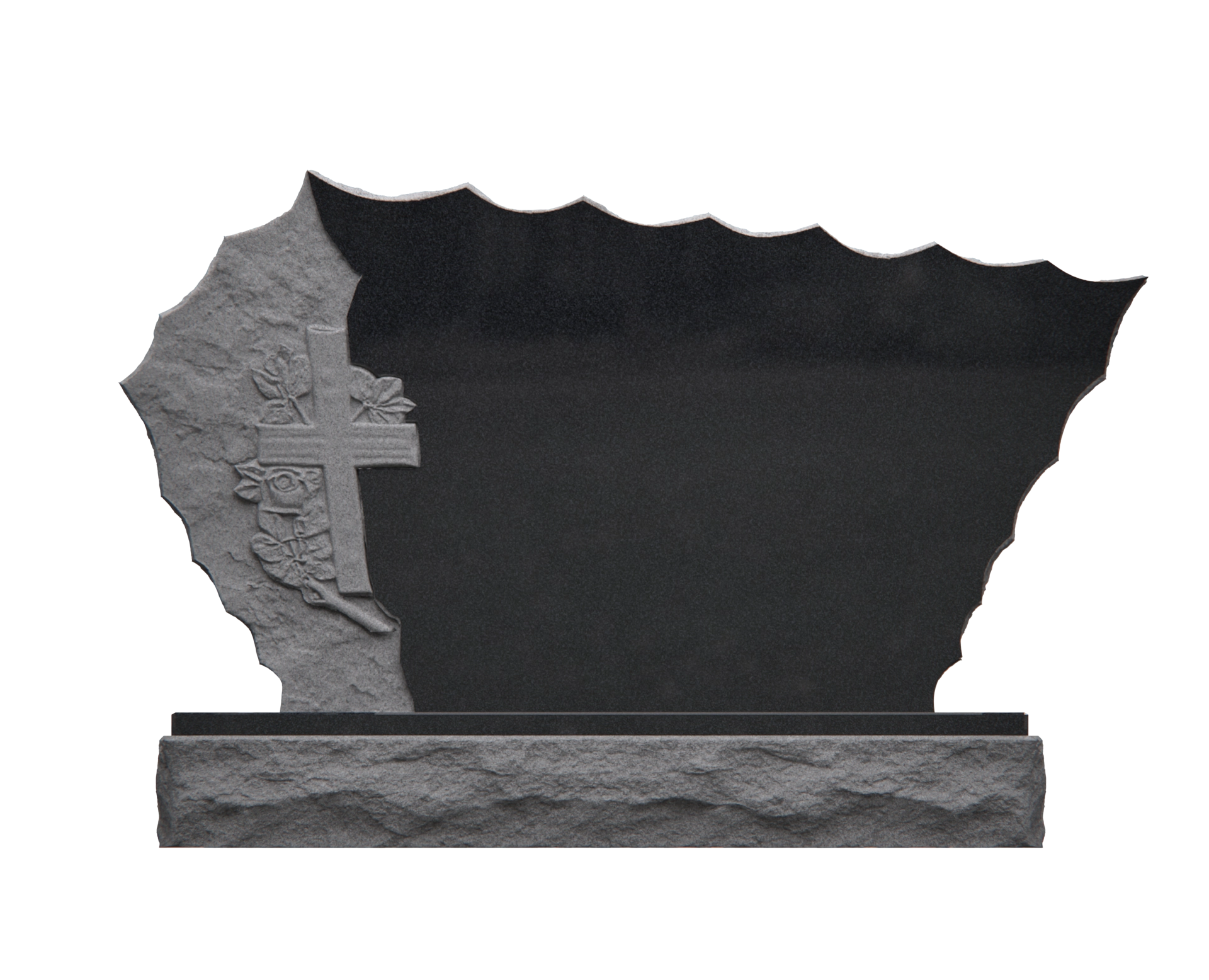 Luxury Shape Upright Granite Monument — Mountain & Cross view 3