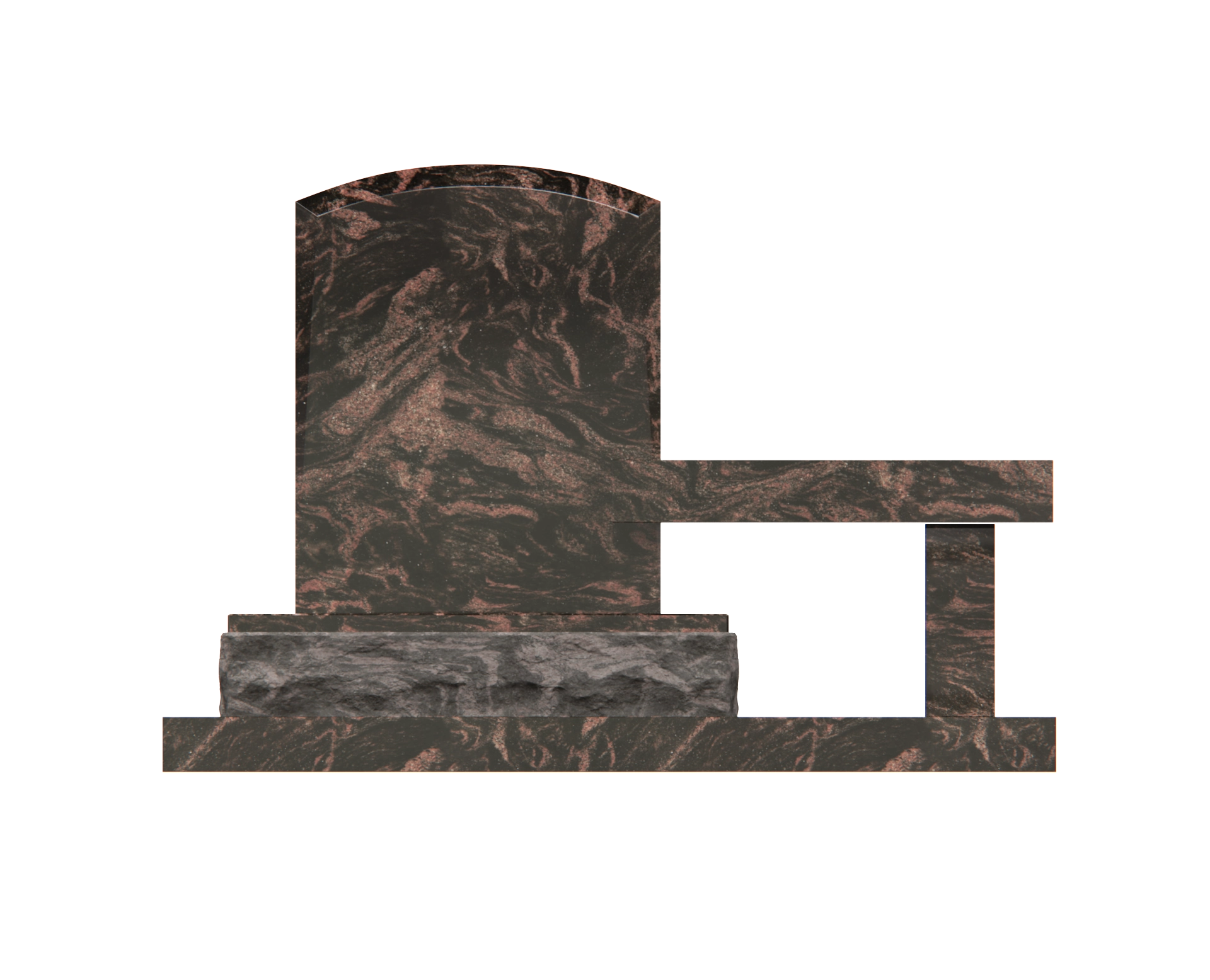 Lux Upright Headstone with Marian Emblem & Memorial Bench view 3
