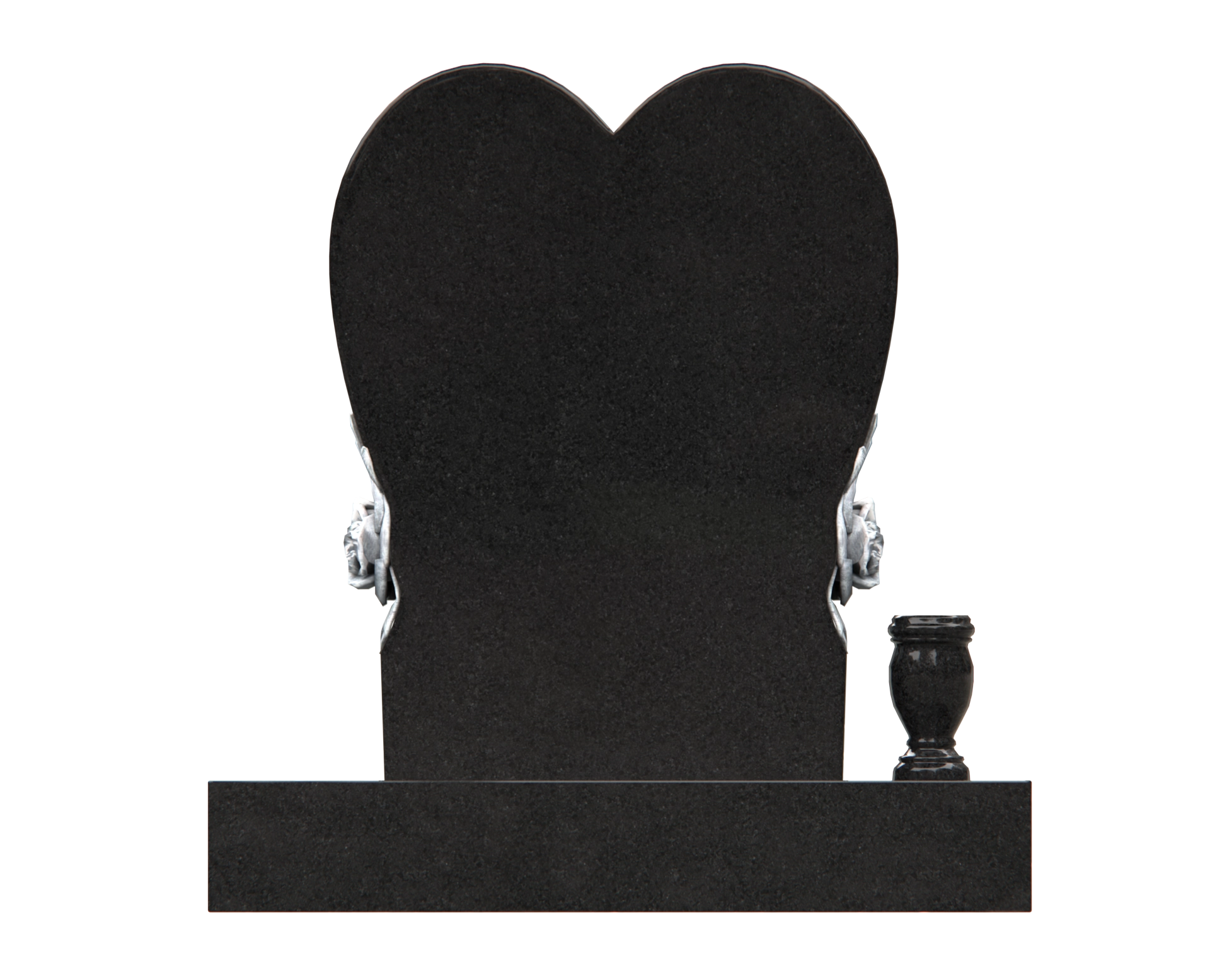 Luxury Heart-Shaped Granite Headstone — Carved Rose Vines, Cross, Dove & Rosary view 2