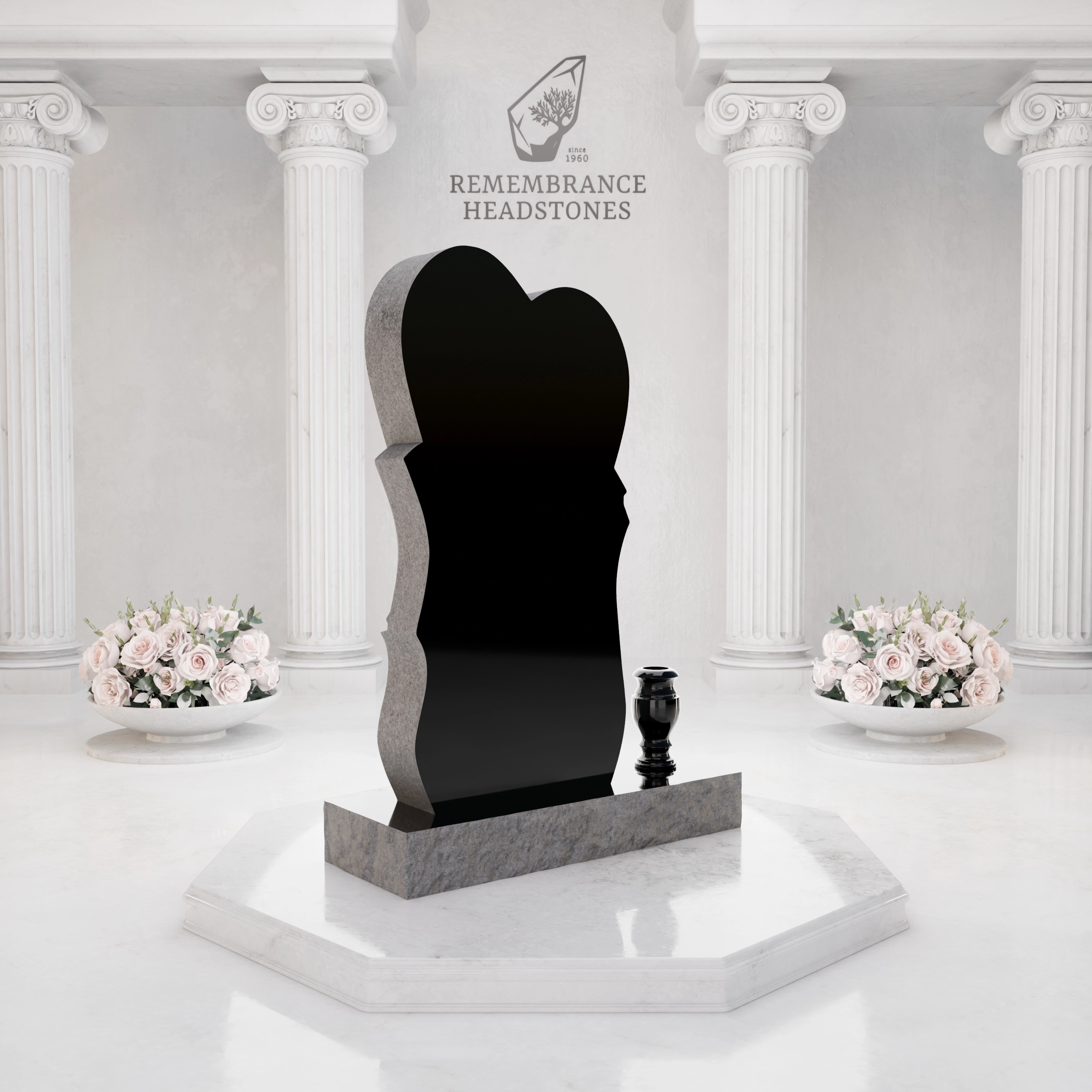 Premium Heart Shape Memorial with Flowing Ribbon & Lily Motif view 5