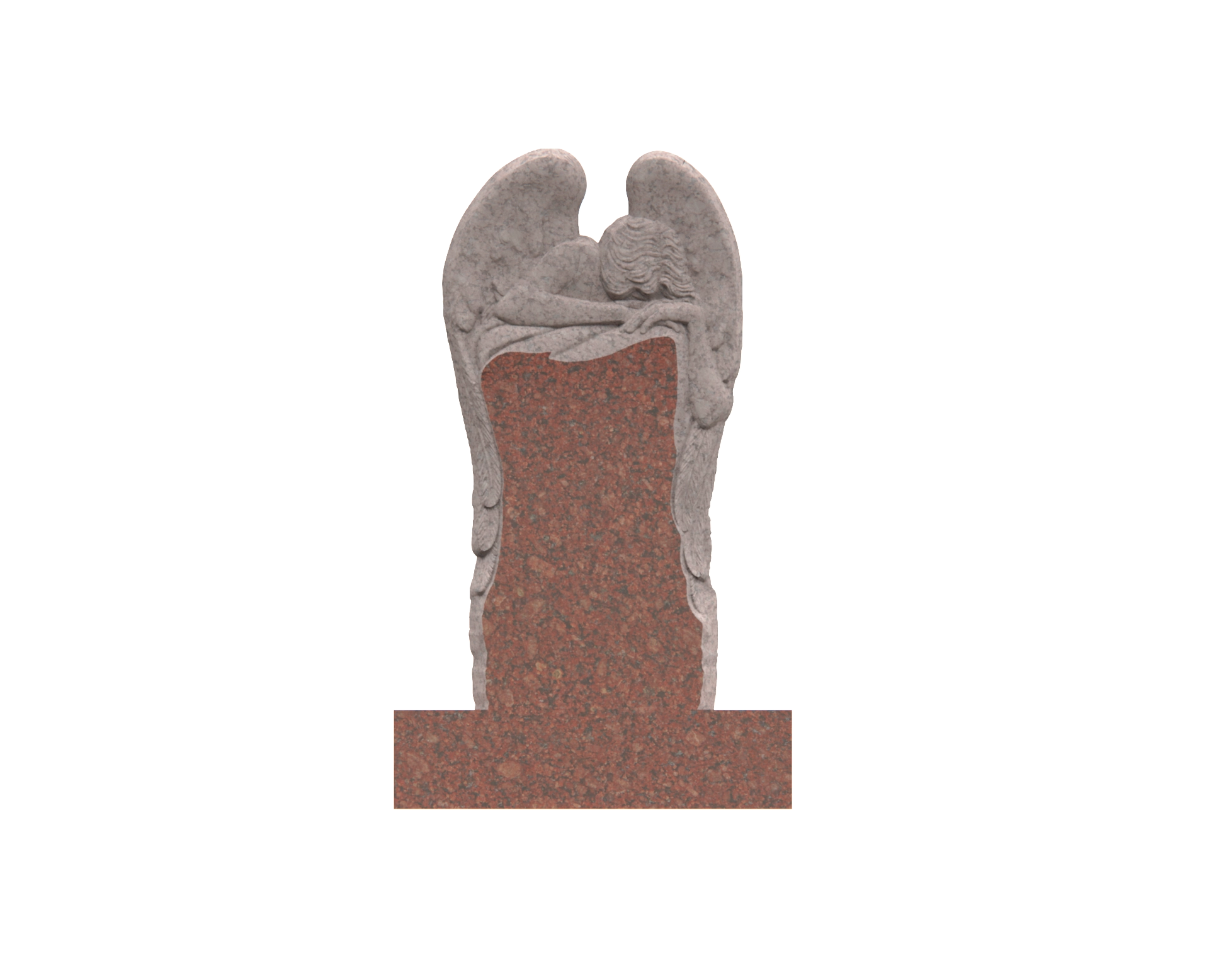 Luxury Special-Shape Granite Headstone — Angel Embrace with Cross & Doves view 3