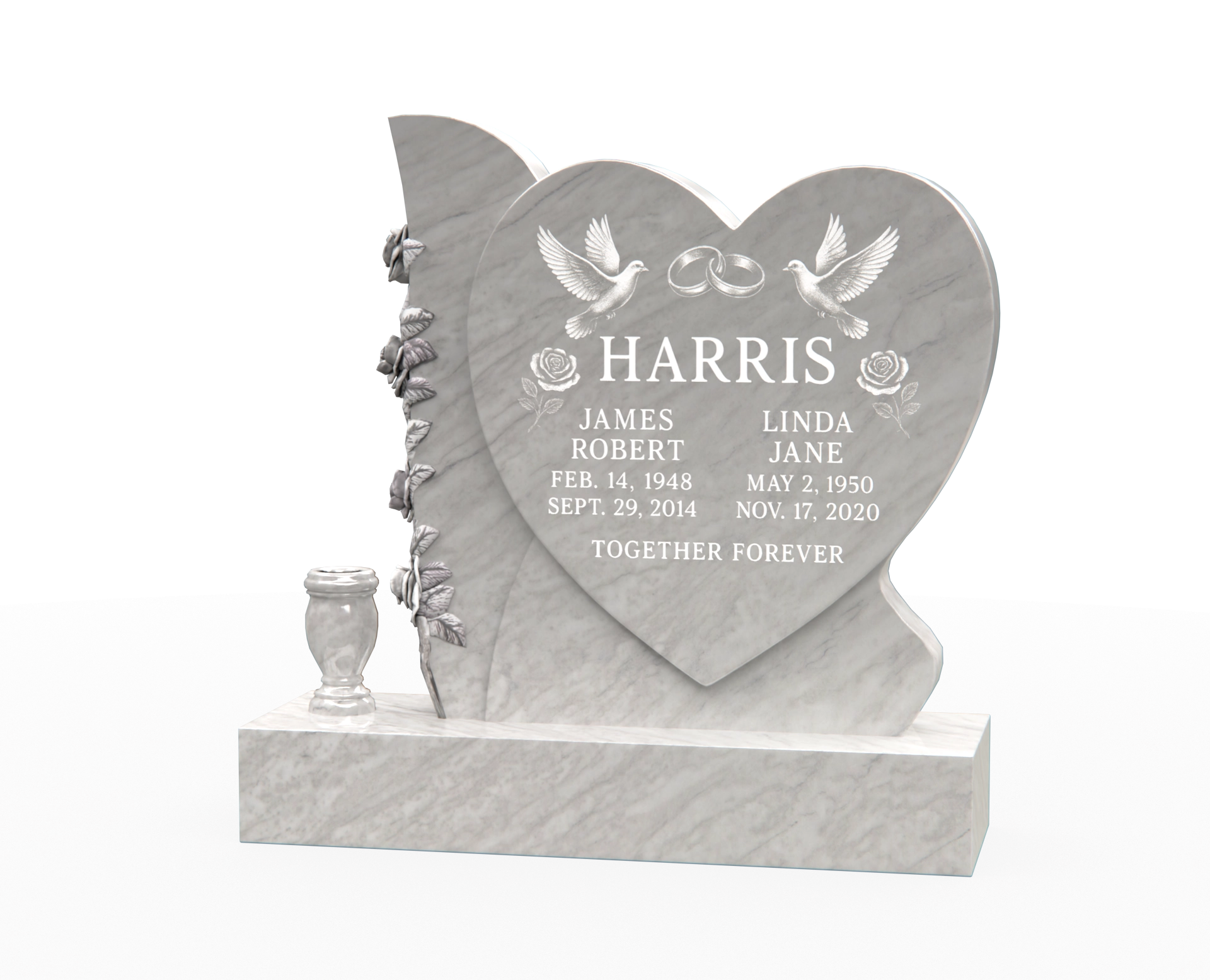 Luxury Companion Heart-Shaped Granite Headstone