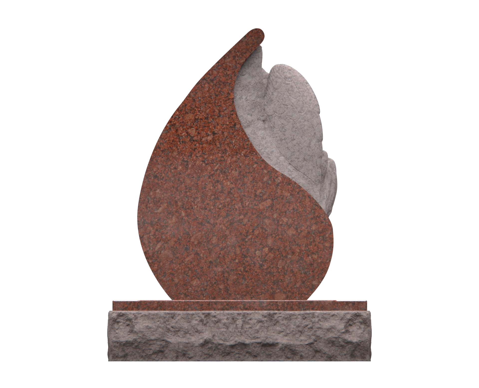 Premium Teardrop Granite Headstone — Sculpted Angel Relief view 2