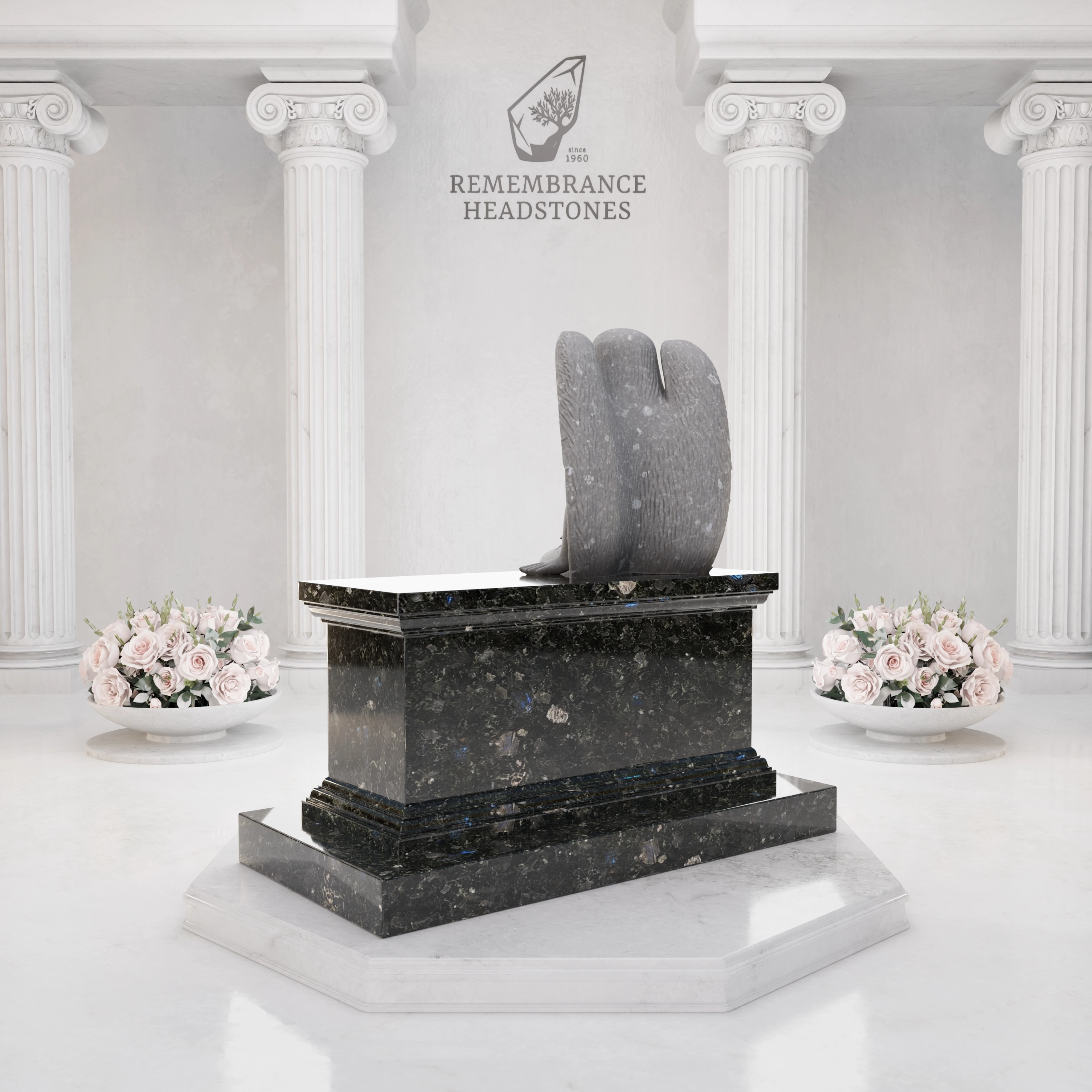 Luxury Marble Angel Columbarium Bench view 4