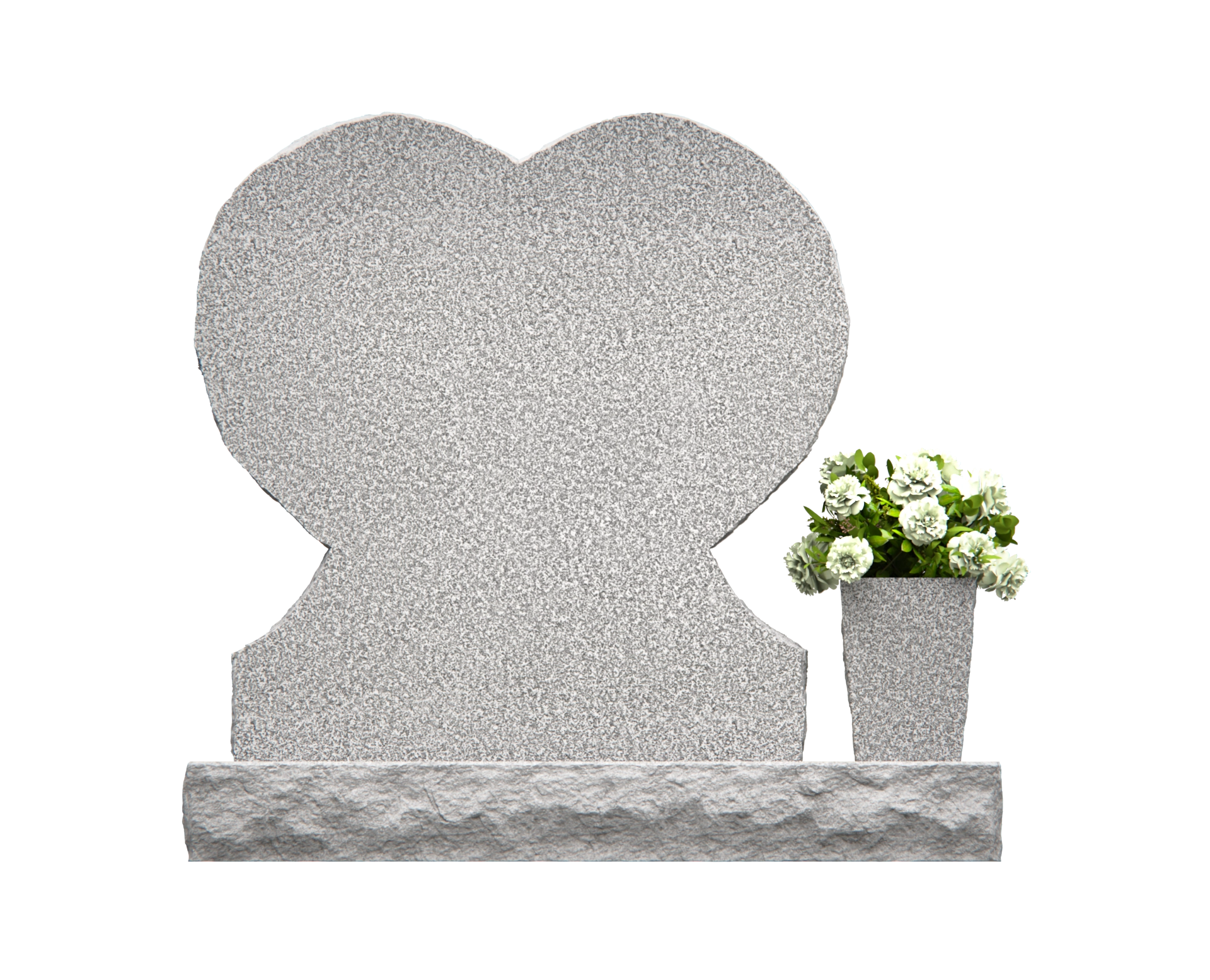 Luxury Heart-Shaped Granite Headstone — Cross & Rose, Granite Vase view 3