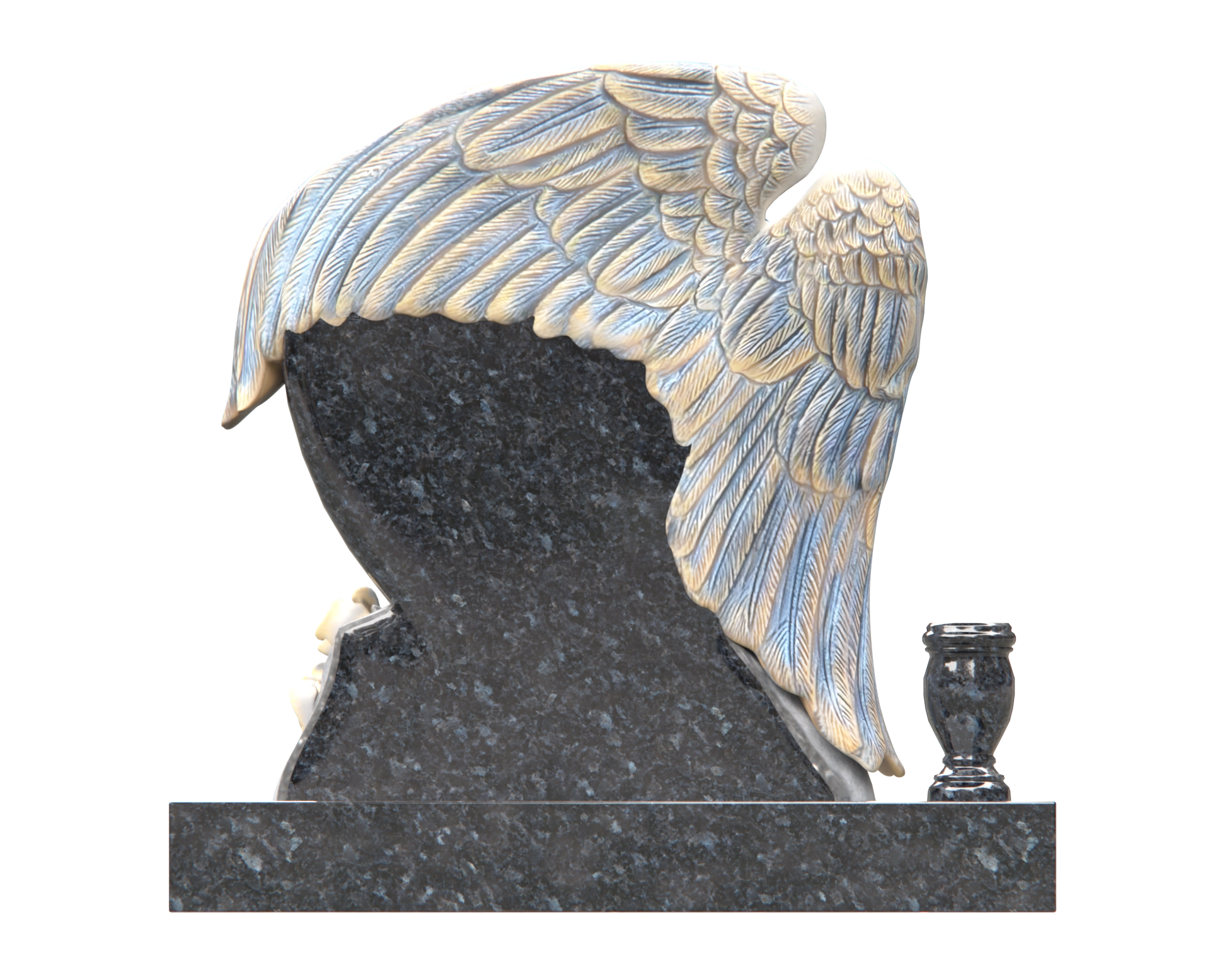 Luxury Special-Shape Granite Headstone — Angel Wings with Heart view 2