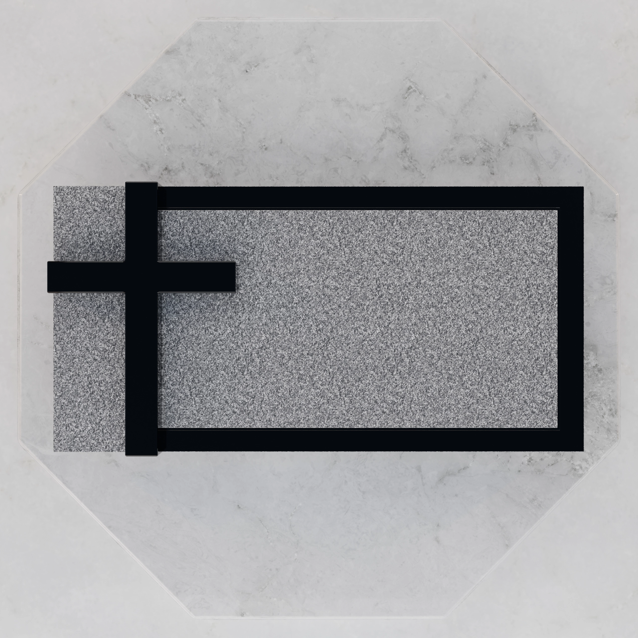 Luxury Cross Flat Granite Headstone view 3