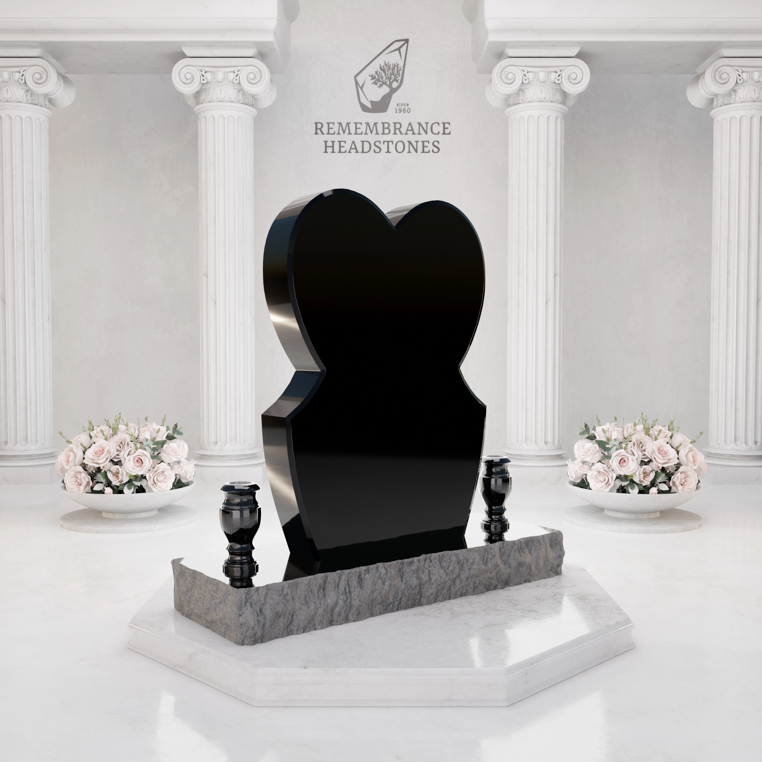 Luxury Eternal Heart Memorial with Angels, Cross & Doves view 4