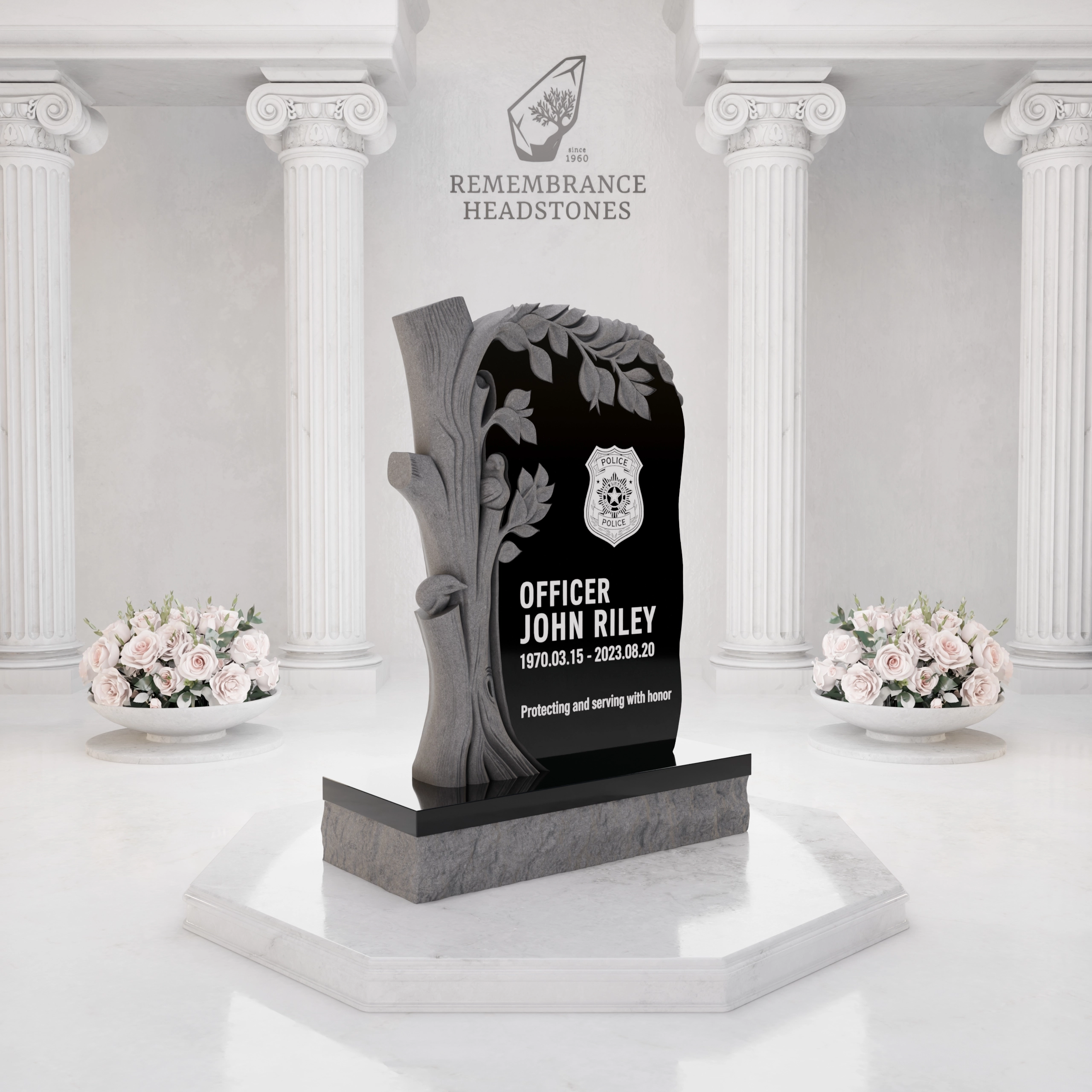Premium Tree of Honor Special Shape Granite Memorial view 2