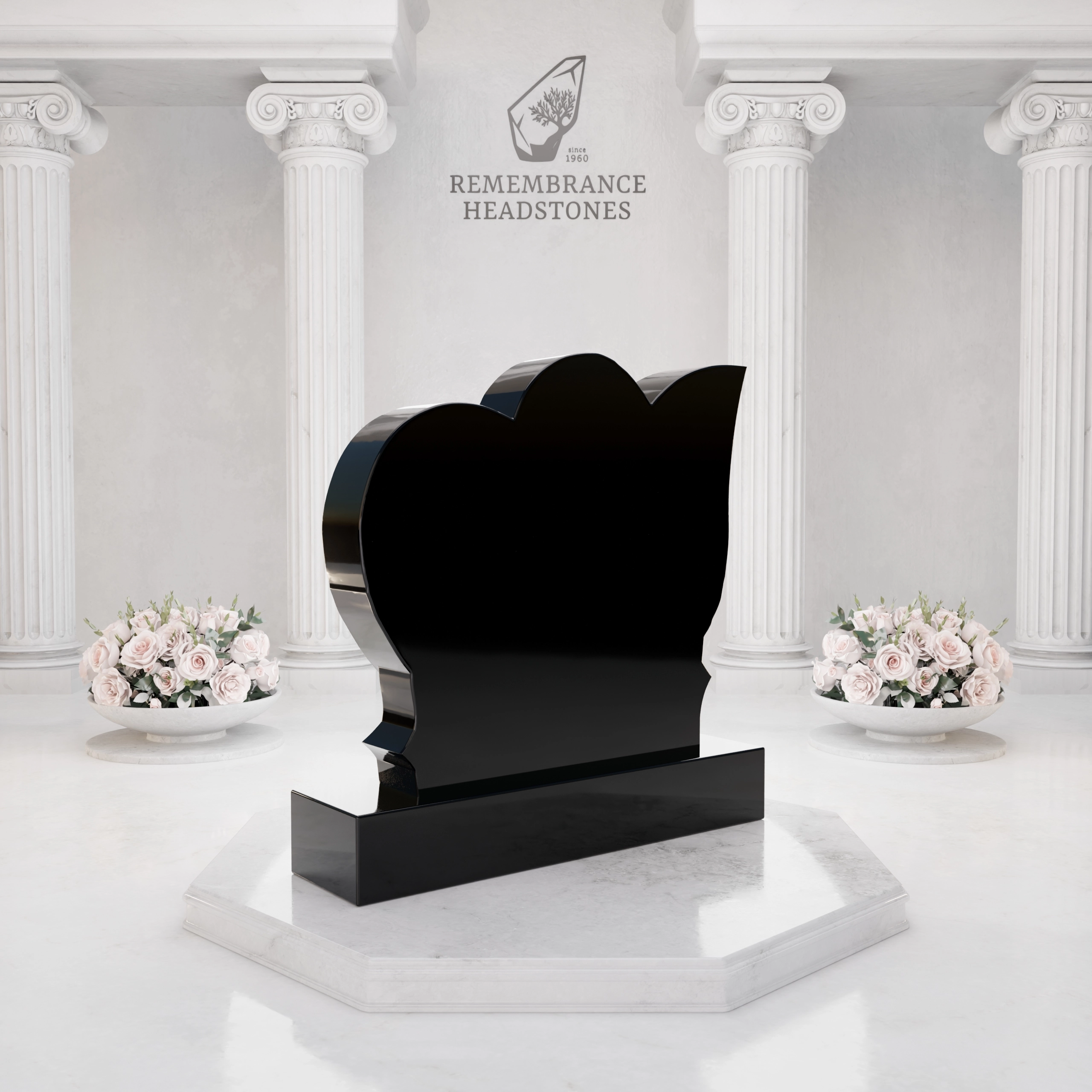Luxury Floral Heart Granite Headstone view 4