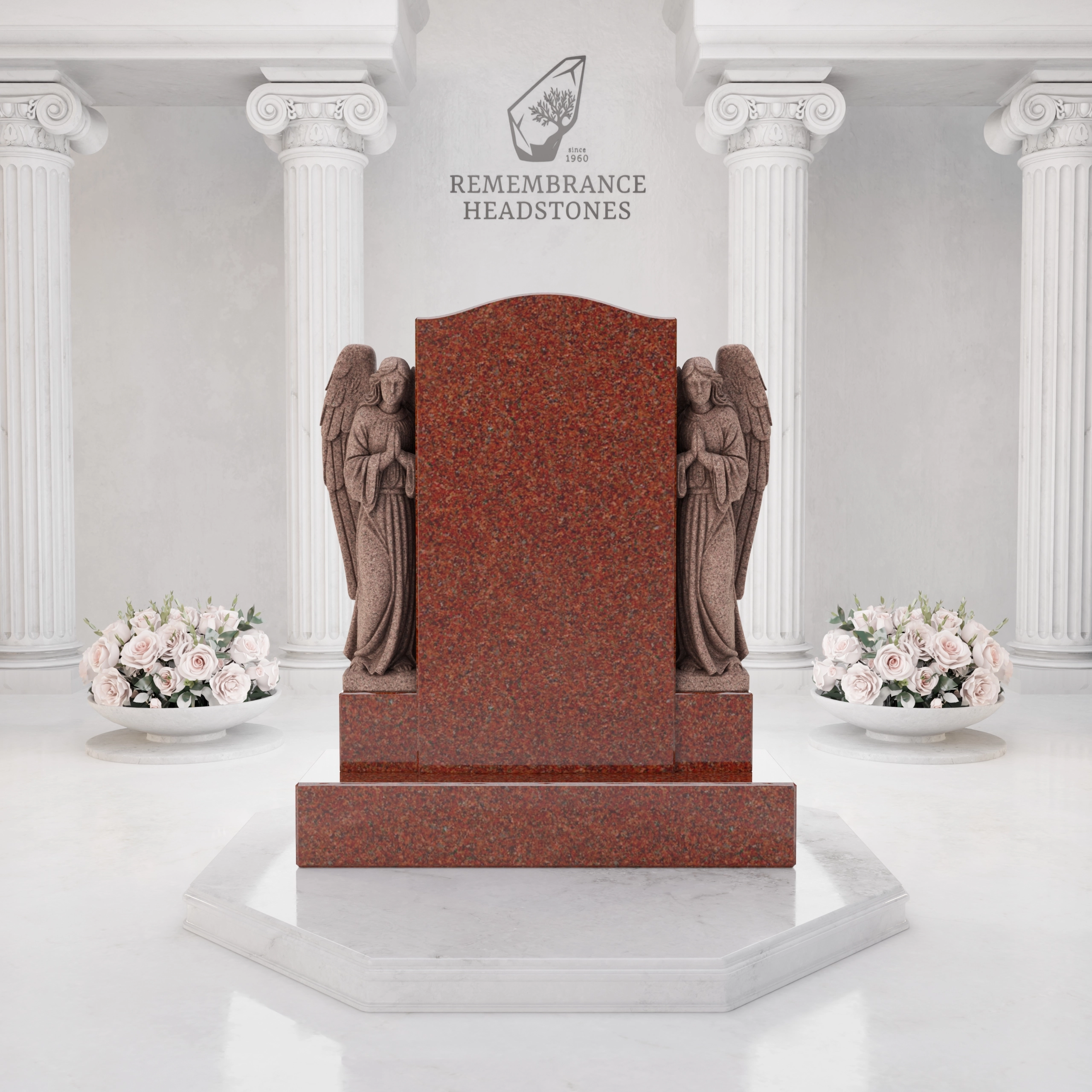 Luxury Companion Granite Headstone with Praying Angels view 3