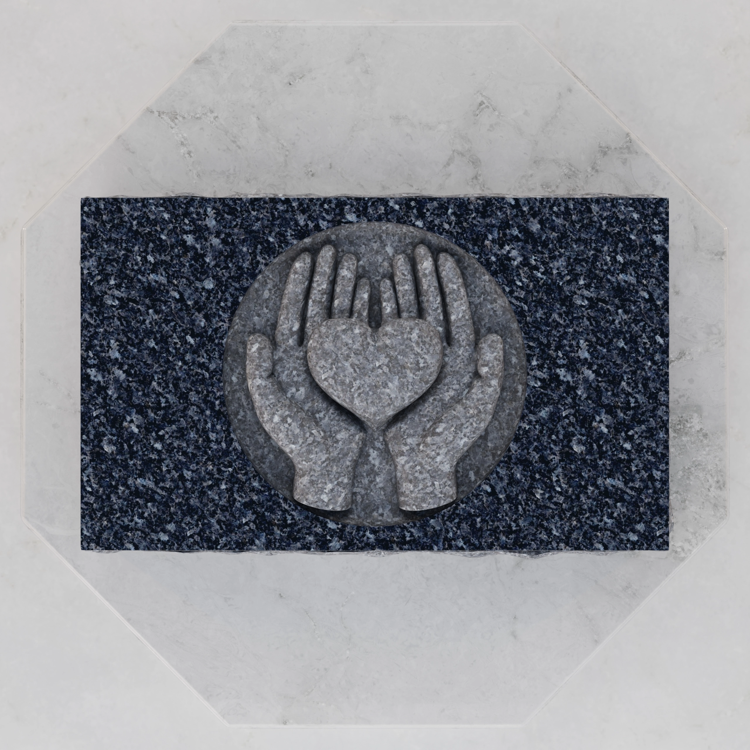 Luxury Companion Caring Hands Heart Flat Granite Grave Marker view 3