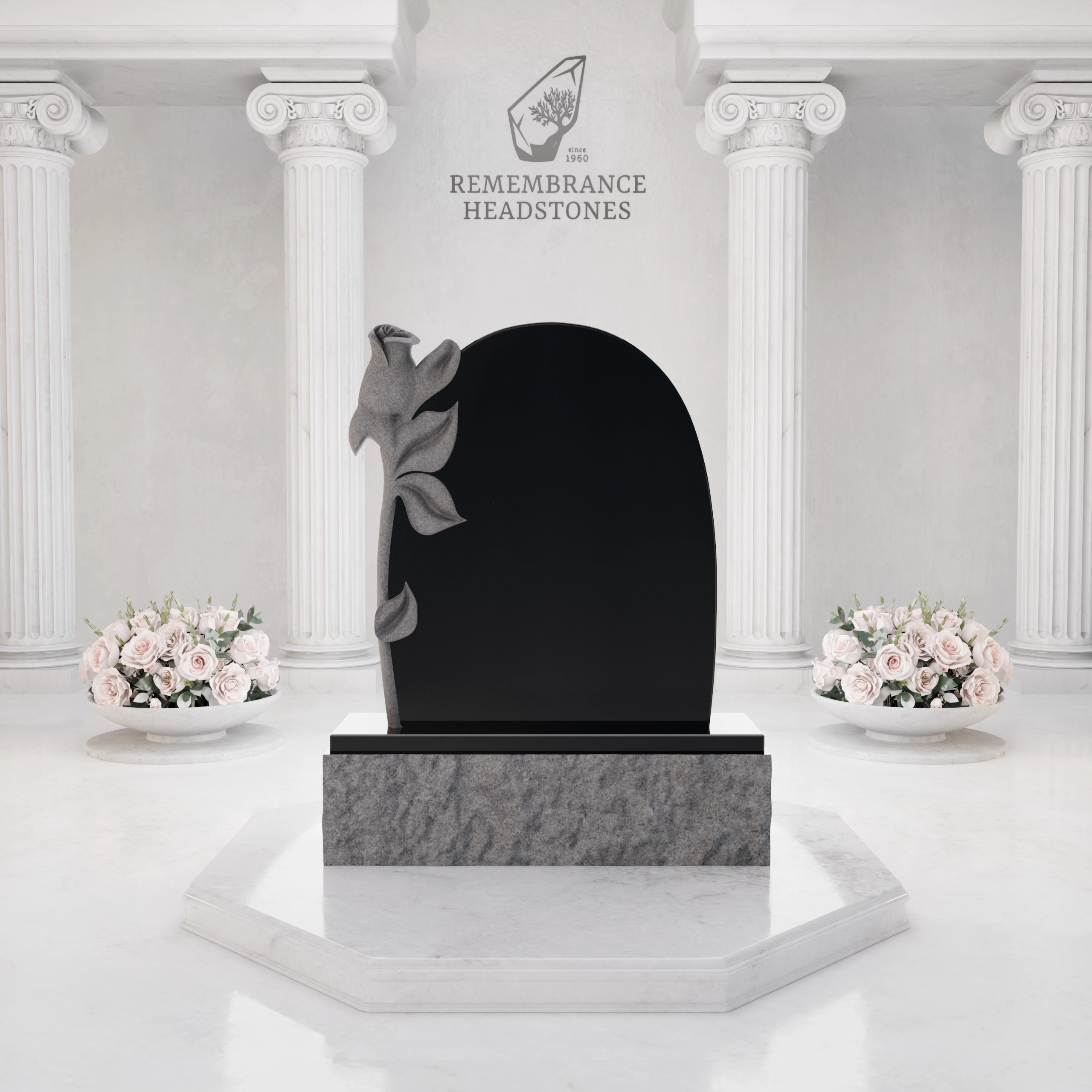 Luxury Calla Lily Granite Headstone view 3