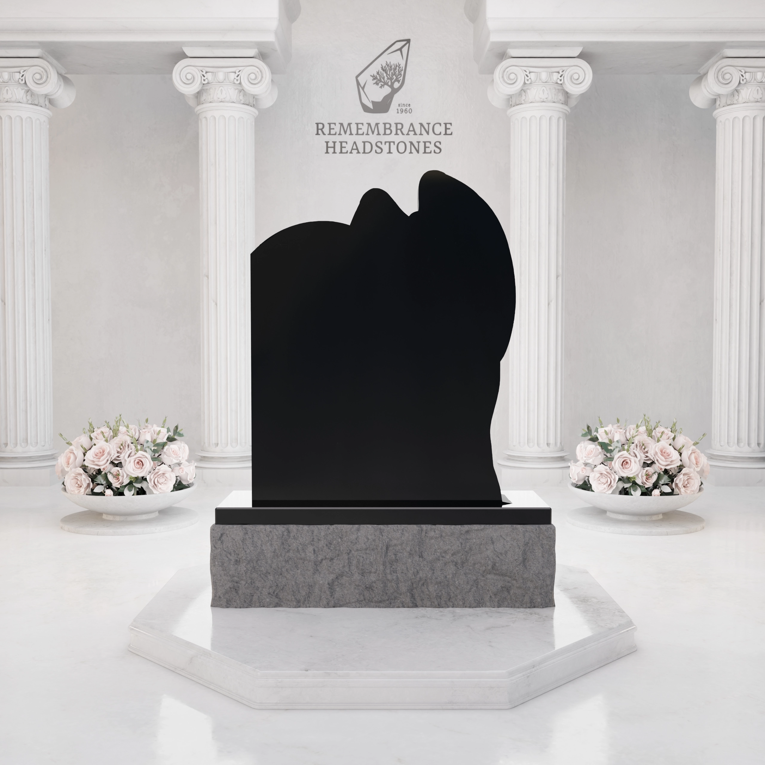 Premium Custom Granite Headstone — Angel Embrace with Asymmetric Arch view 4