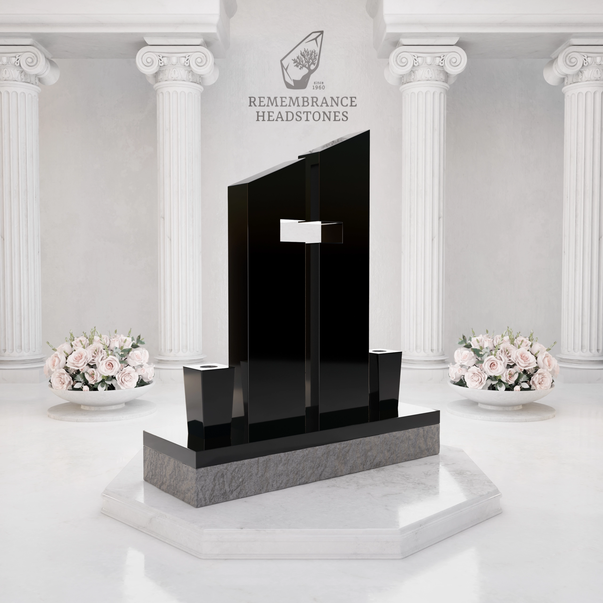 Luxury Companion Upright Headstone with Cross Cutout view 5