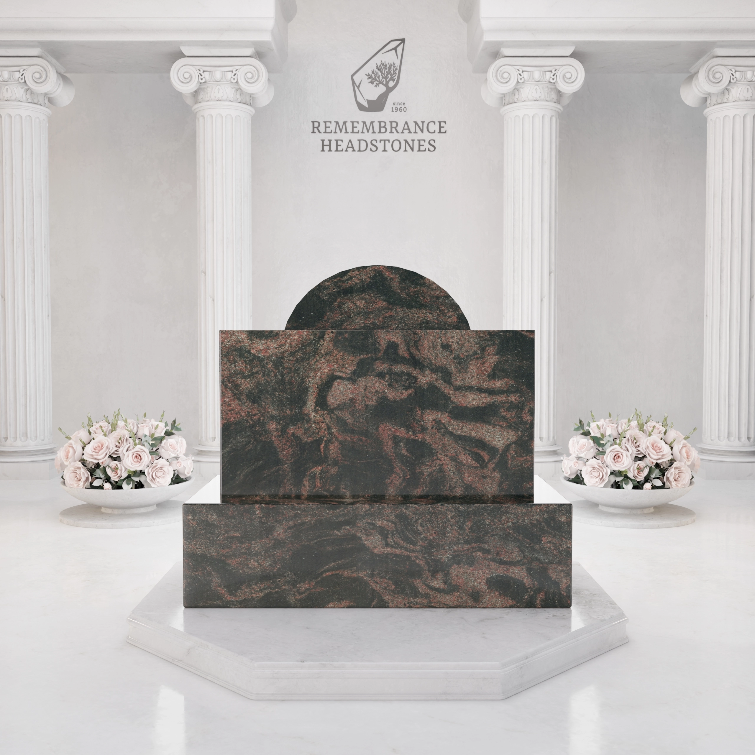 Luxury Portrait Slant Granite Headstone view 5