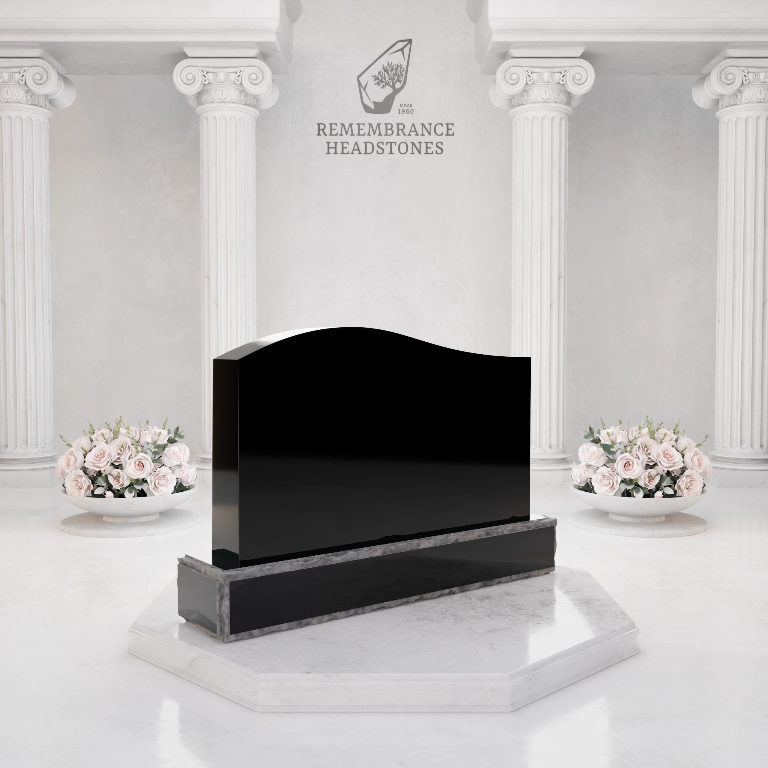 Premium Upright Granite Headstone — Wave-Top with Star of David view 4