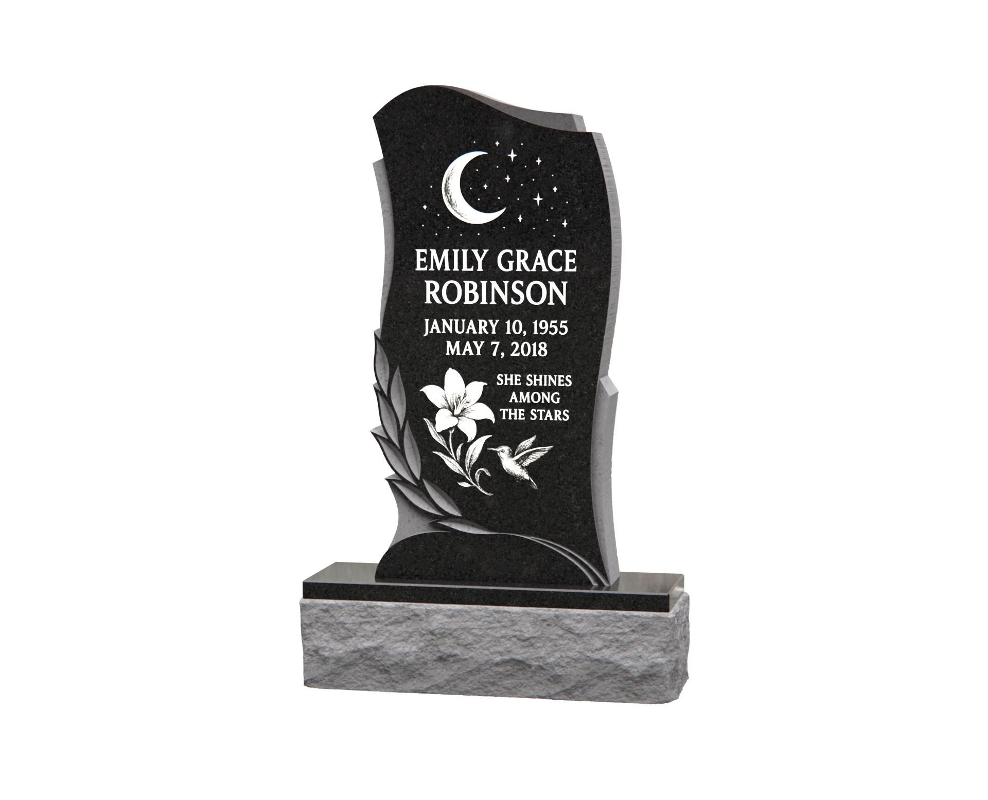 Luxury Upright Granite Monument — Moon & Lily