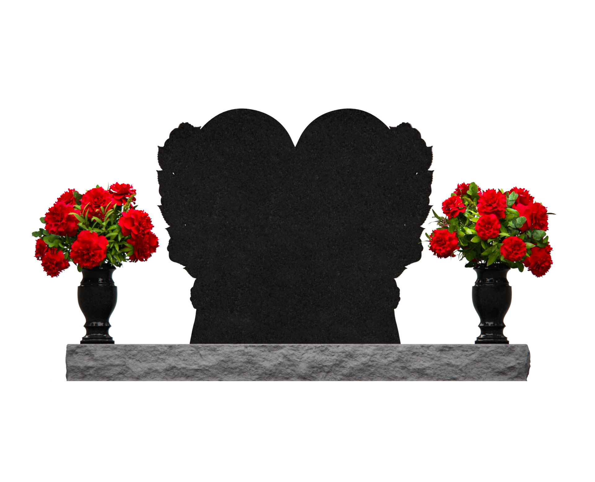 Luxury Heart-Shaped Granite Monument — Carved Rose Garland view 2