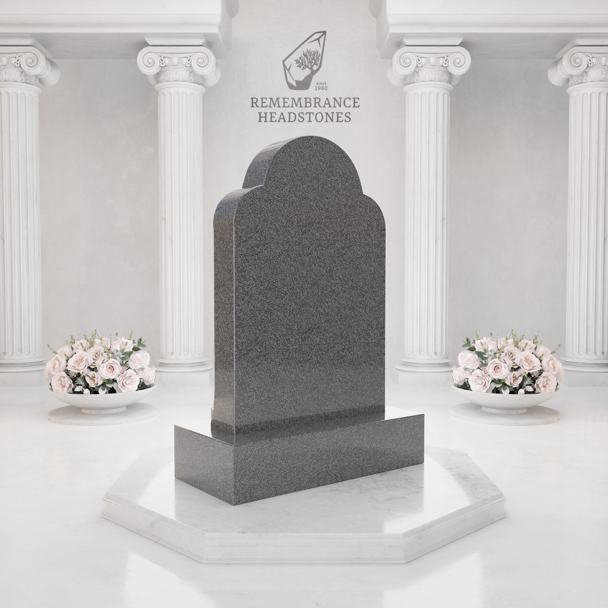 Luxury Angel Portrait Granite Headstone view 4