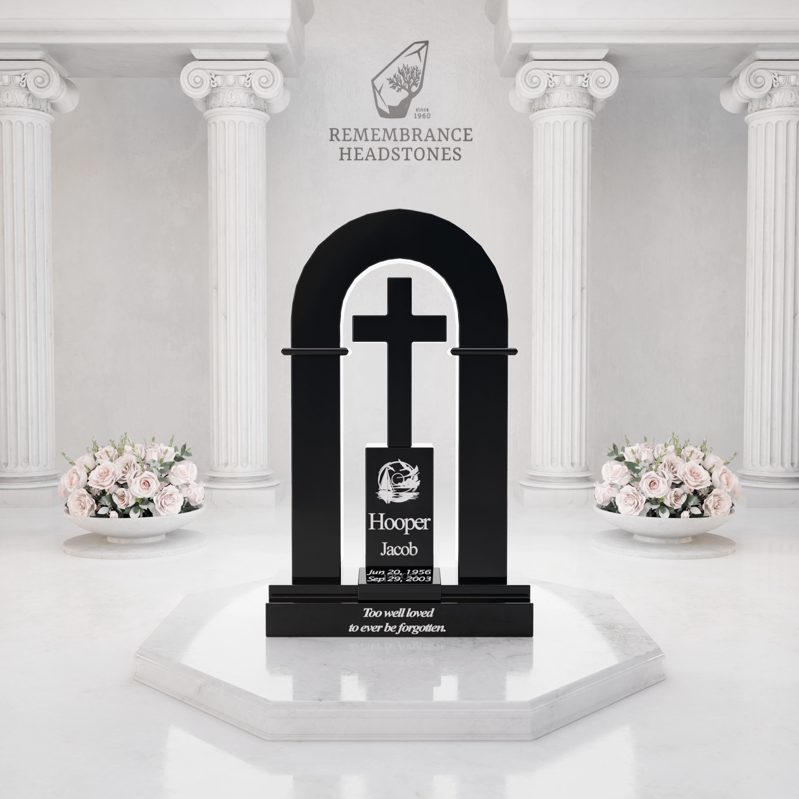 Luxury Open Arch Cross Granite Memorial