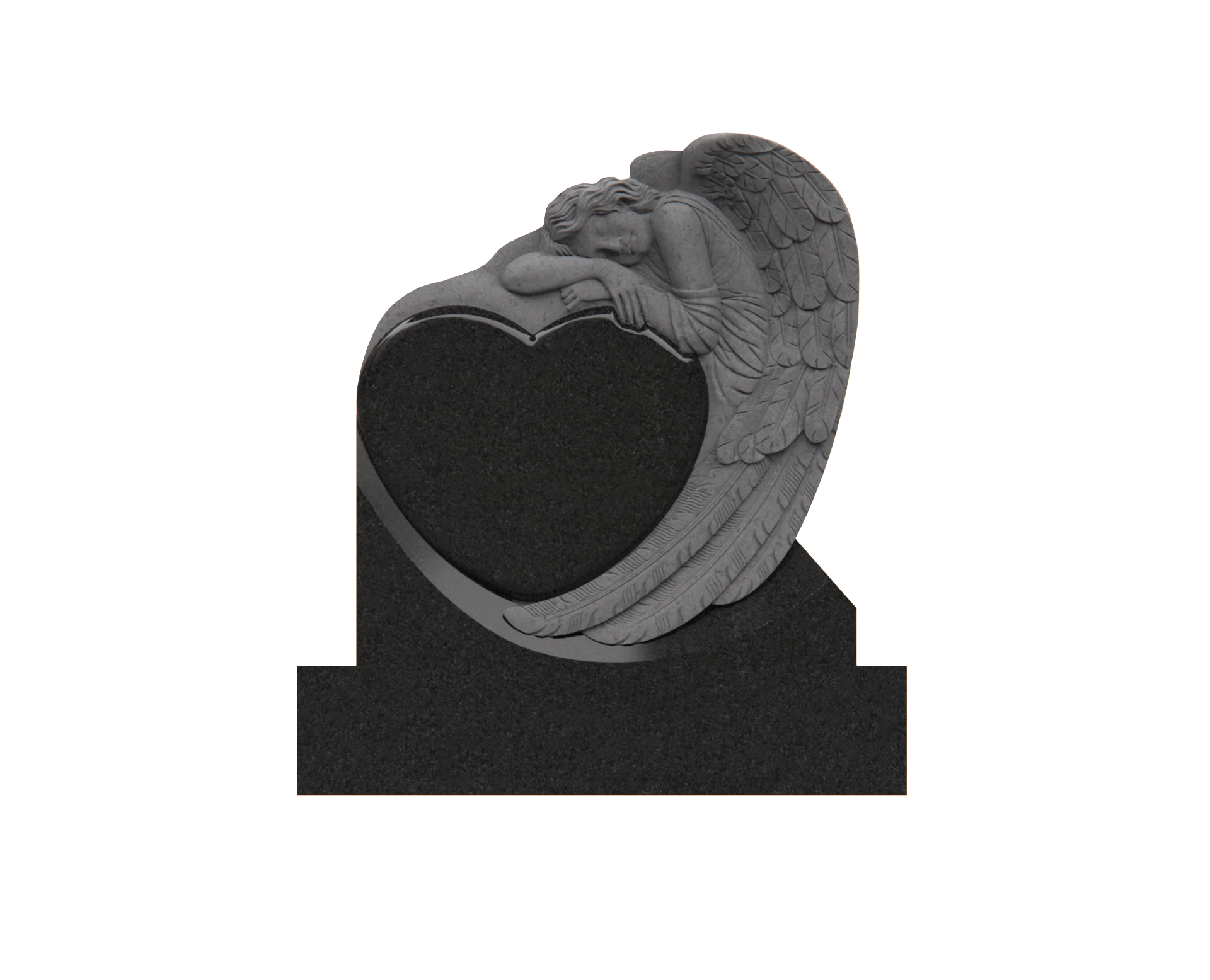 Luxury Heart-Shaped Granite Monument — Weeping Angel Relief view 4