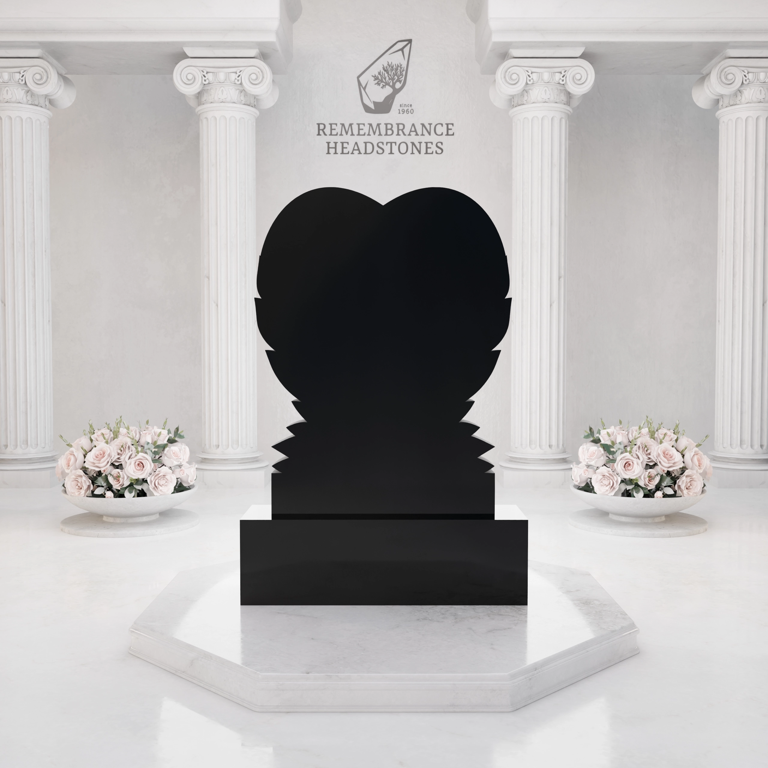 Luxury Upright Heart Headstone with Laurel Wreath view 4