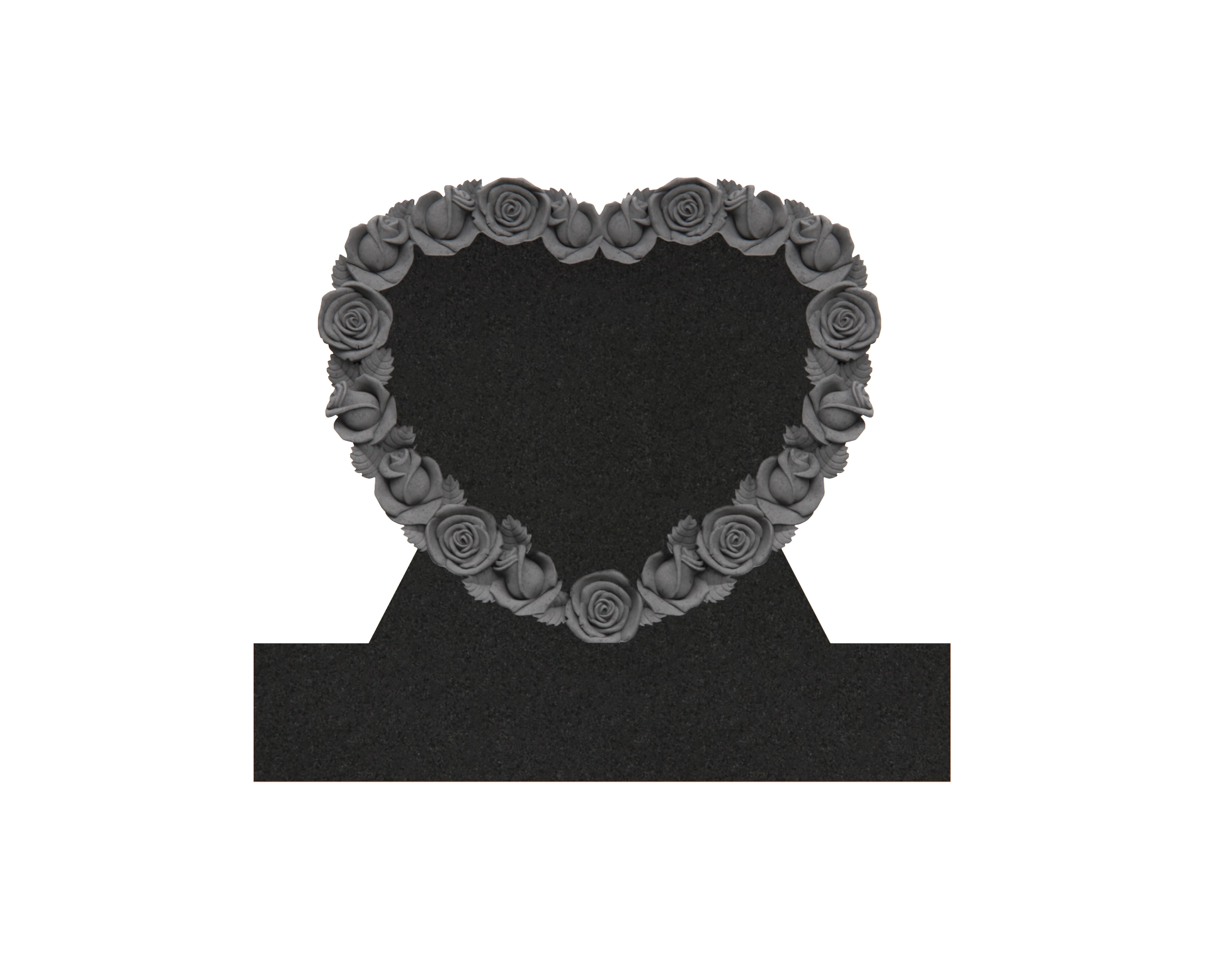 Luxury Heart-Shaped Granite Headstone — Rose Wreath & Butterfly view 3