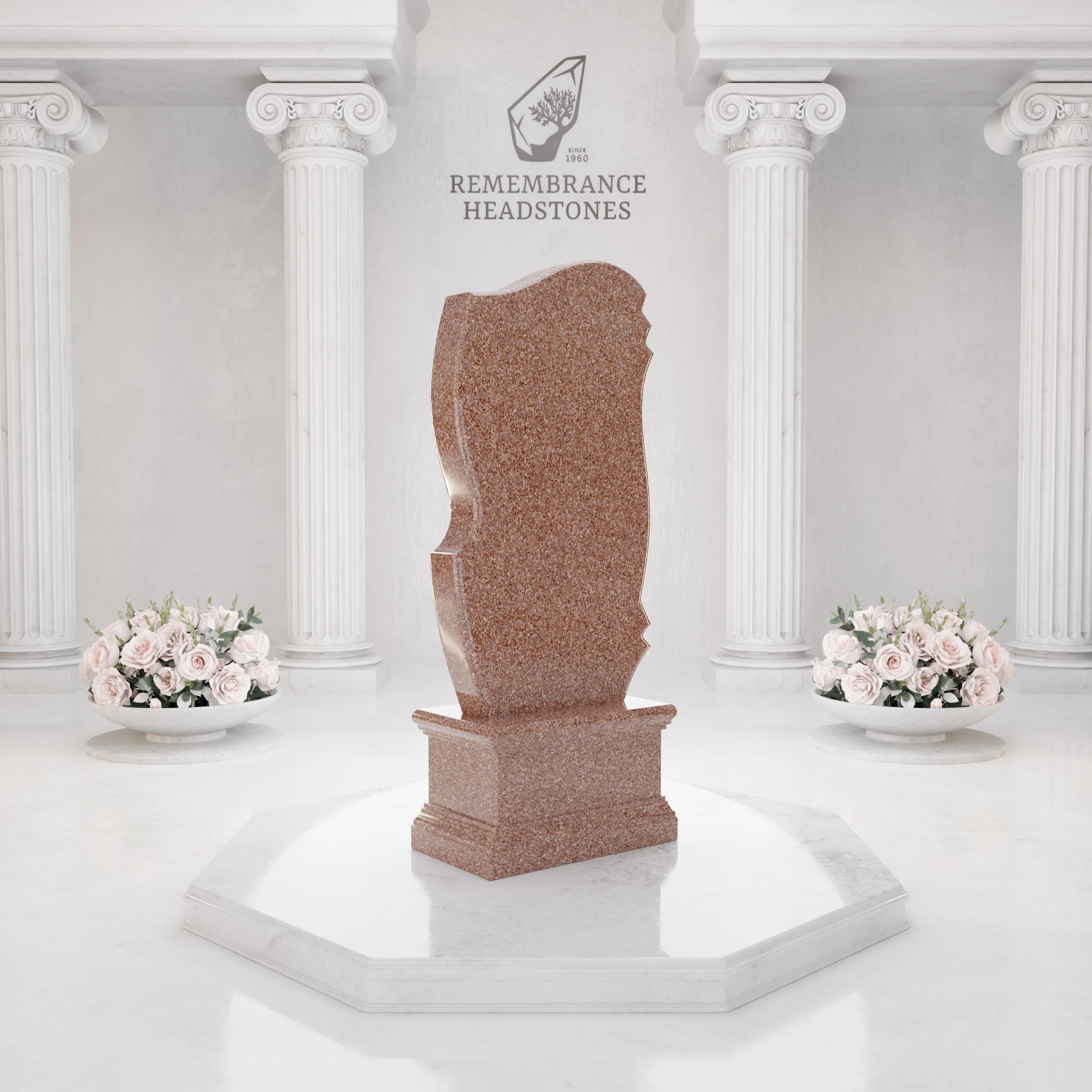 Luxury Virgin Mary Carved Granite Memorial view 4