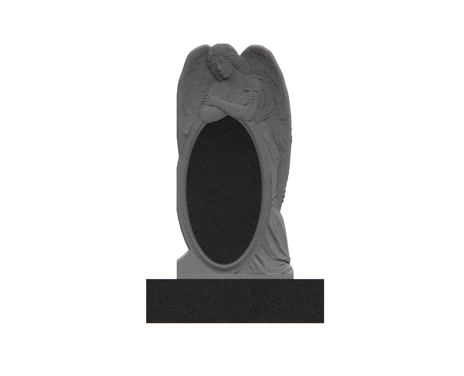Luxury Angel-Embrace Upright Headstone with Oval Tablet view 3