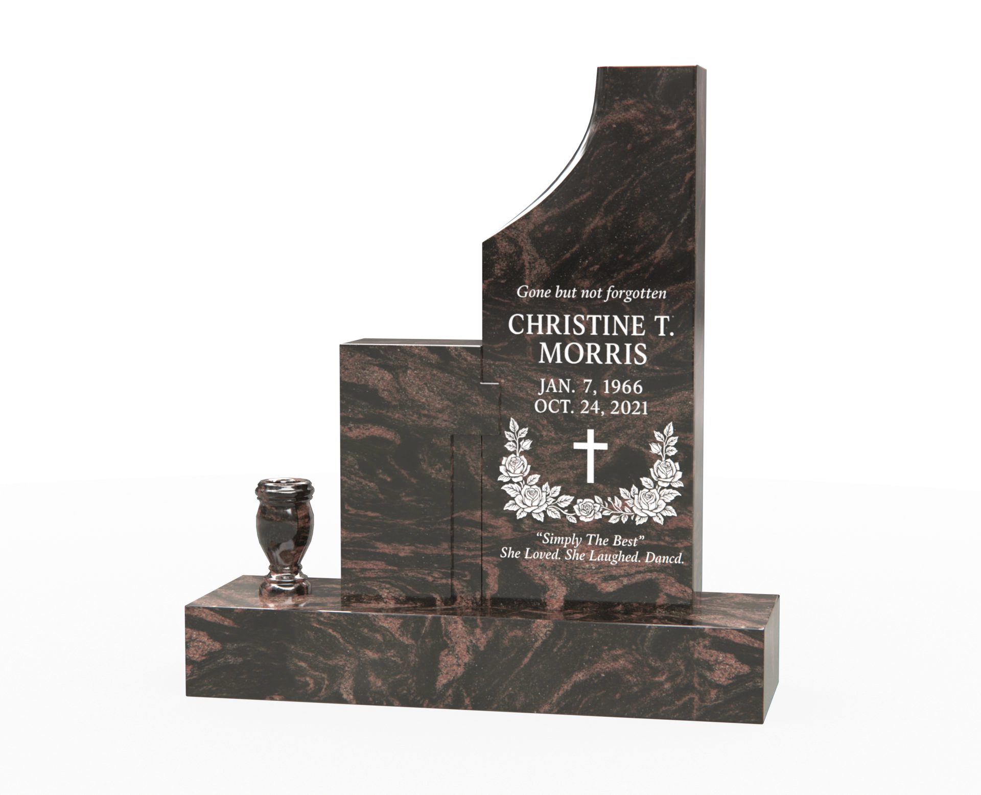 Luxury Upright Granite Headstone — Modern Stepped Tablet