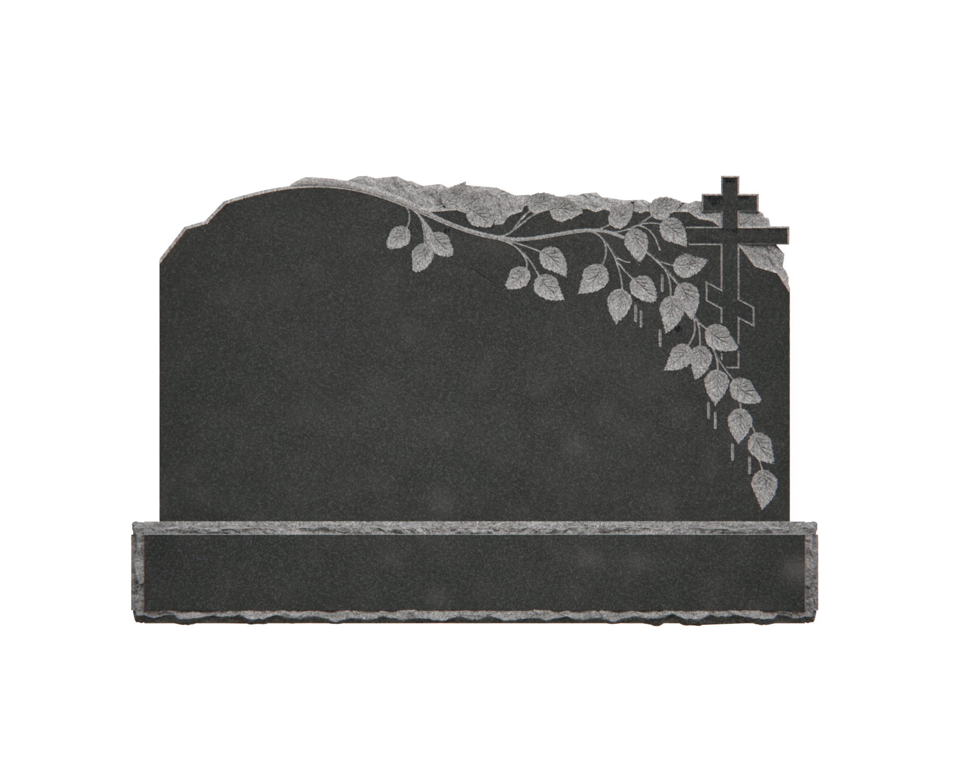 Premium Upright Granite Monument — Orthodox Cross & Ivy view 3