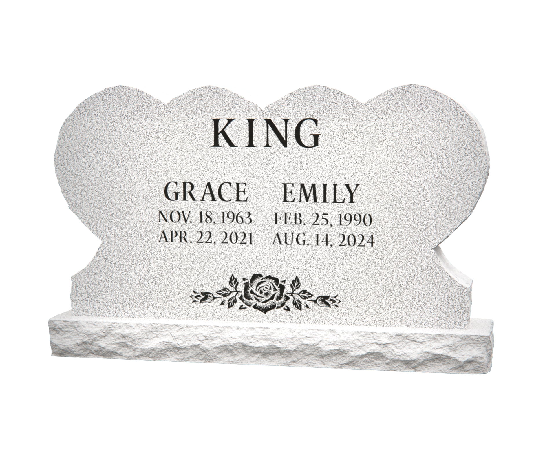 Luxury Double Heart Companion Granite Headstone