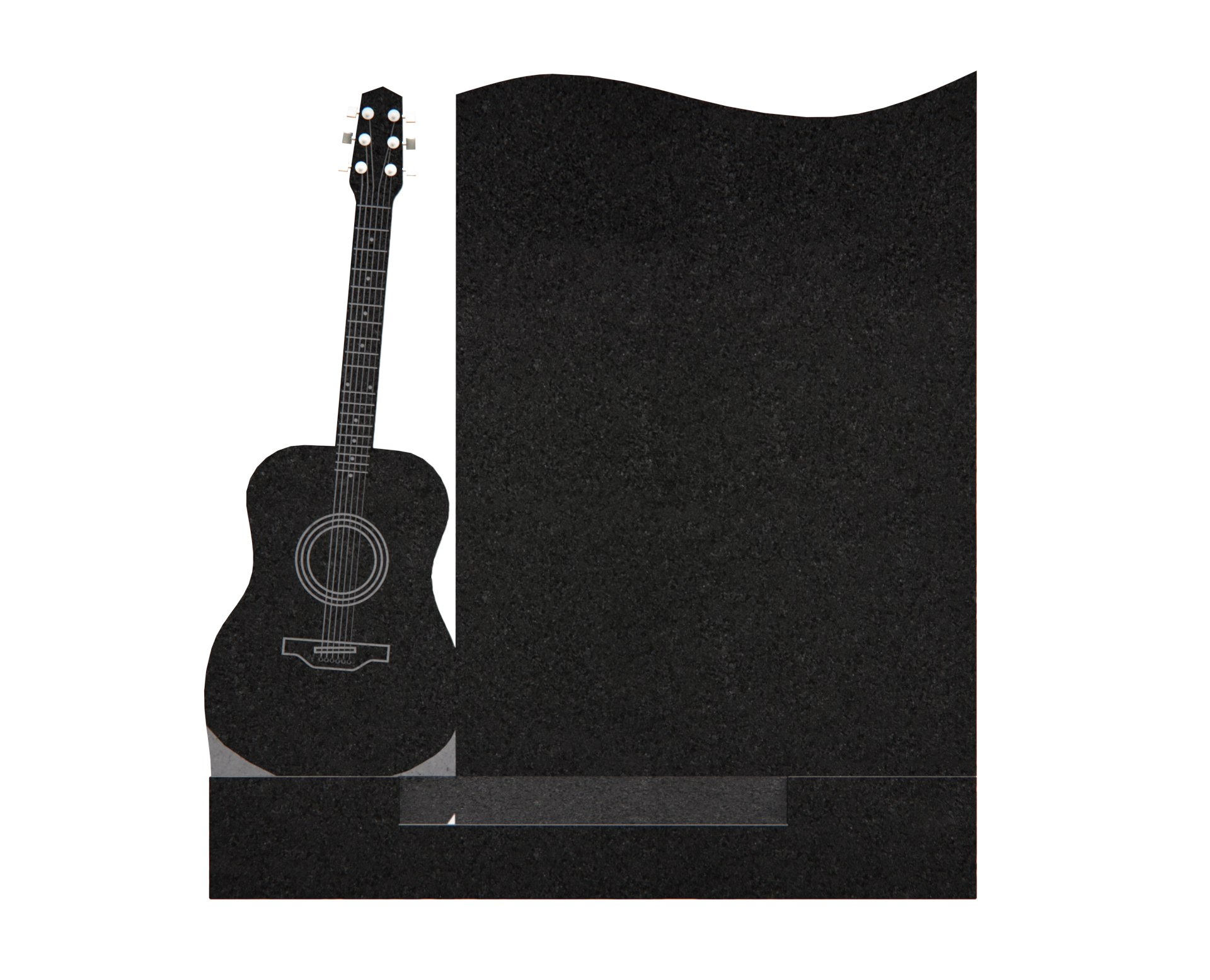 Luxury Upright Granite Headstone with Guitar Sculpture in Elite Artisan Granite view 3