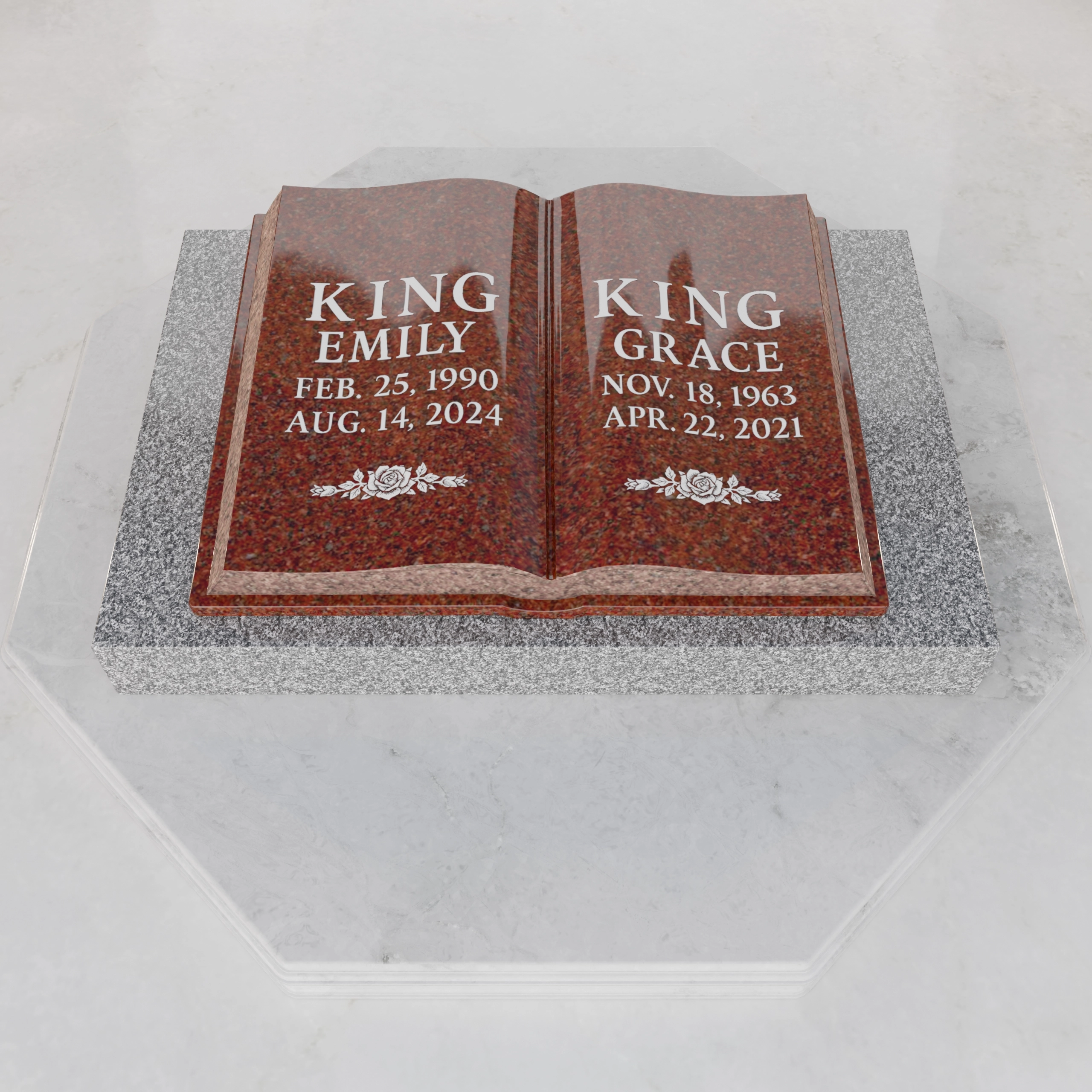 Luxury Companion Book Flat Granite Grave Marker with Sculpted Pages view 2
