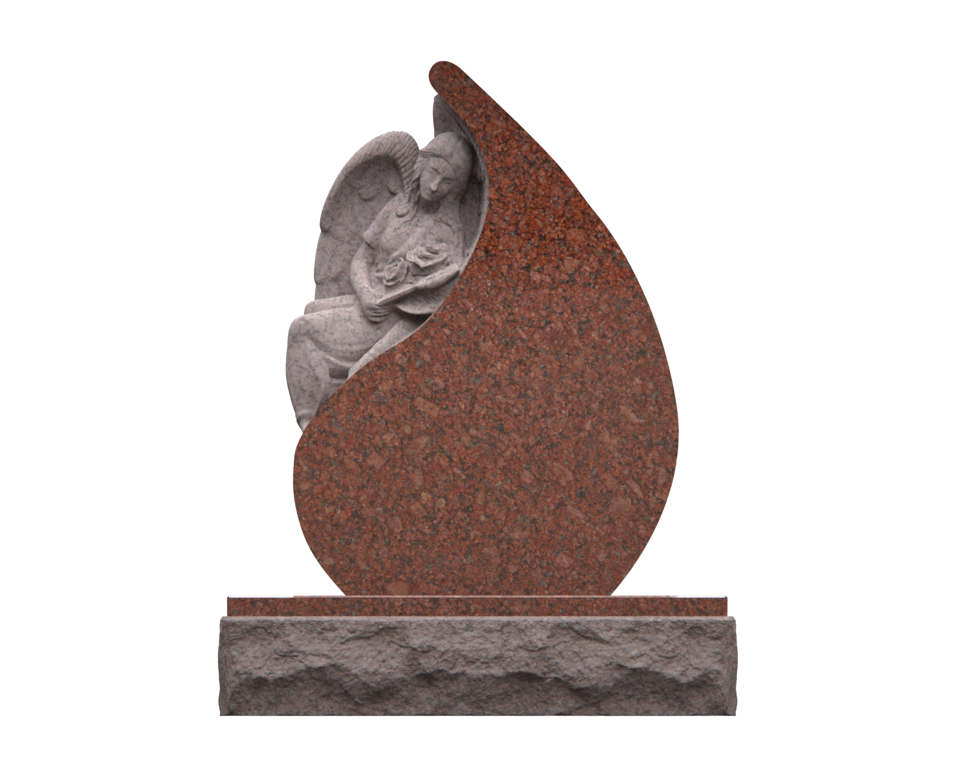 Premium Teardrop Granite Headstone — Sculpted Angel Relief view 3