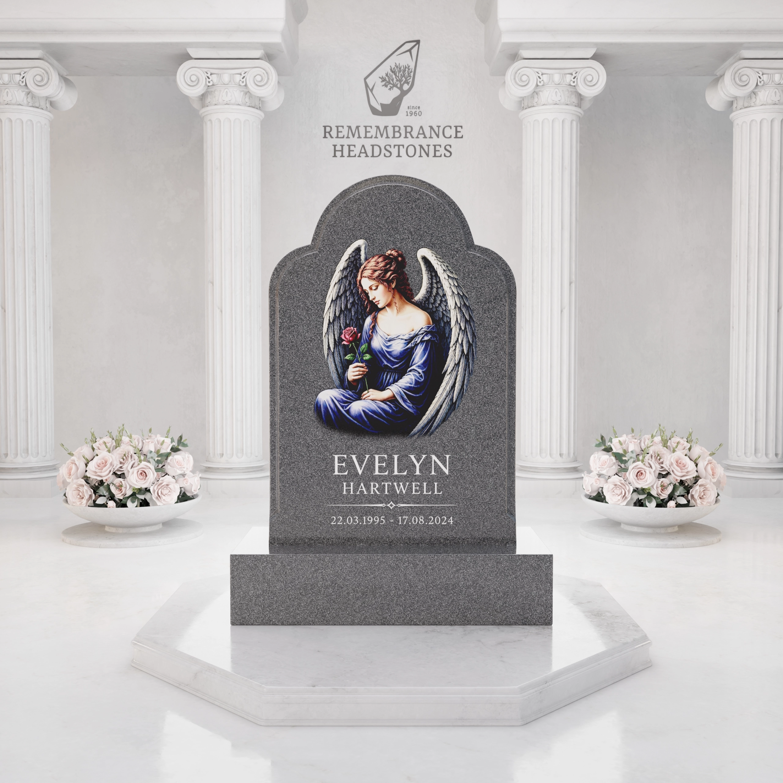 Luxury Angel Portrait Granite Headstone