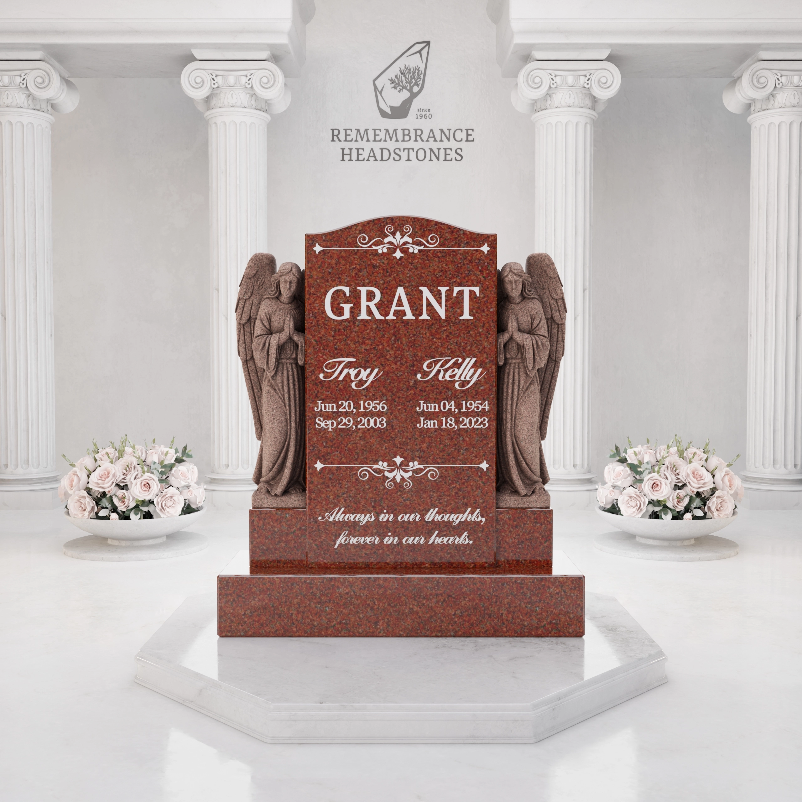 Luxury Companion Granite Headstone with Praying Angels