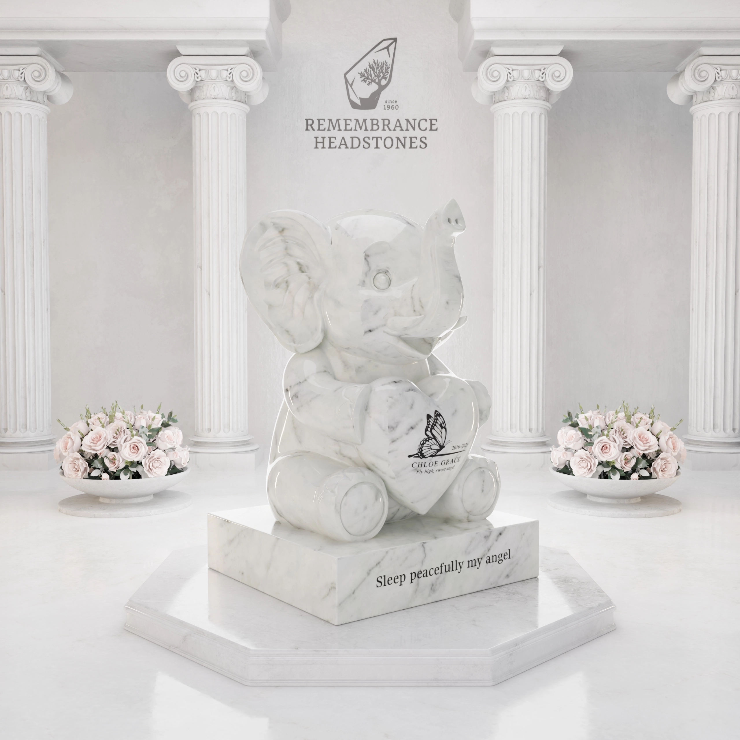Luxury Baby Elephant Children's Granite Memorial view 2