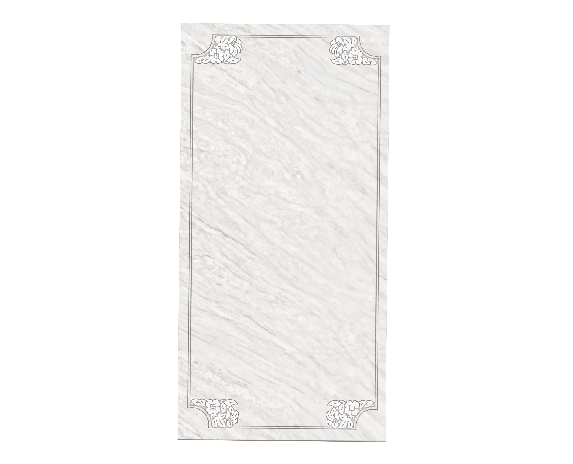 Premium Granite Ledger Memorial — Framed Panel with Corner Florals view 2
