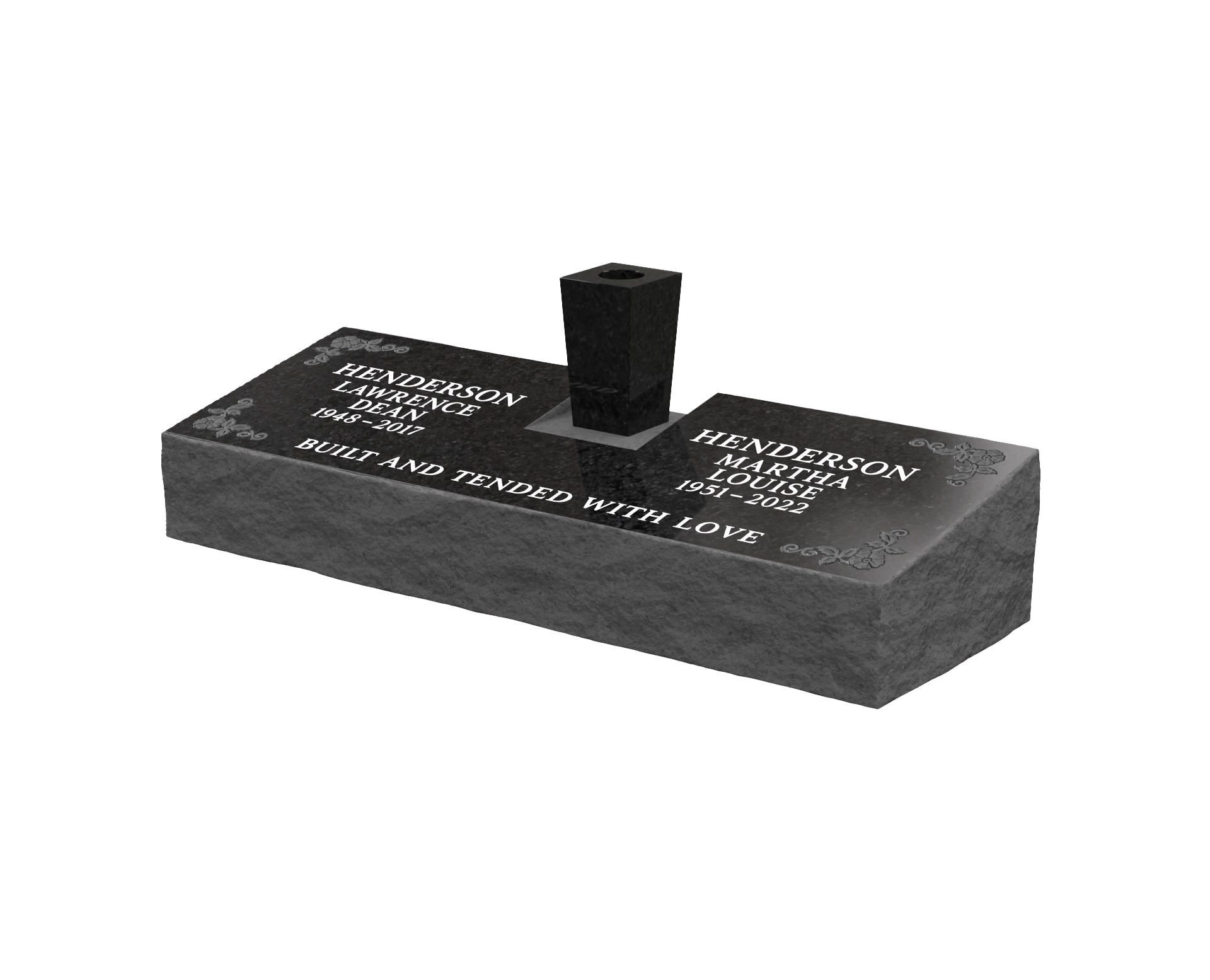 Luxury Companion Bevel Granite Marker with Center Vase