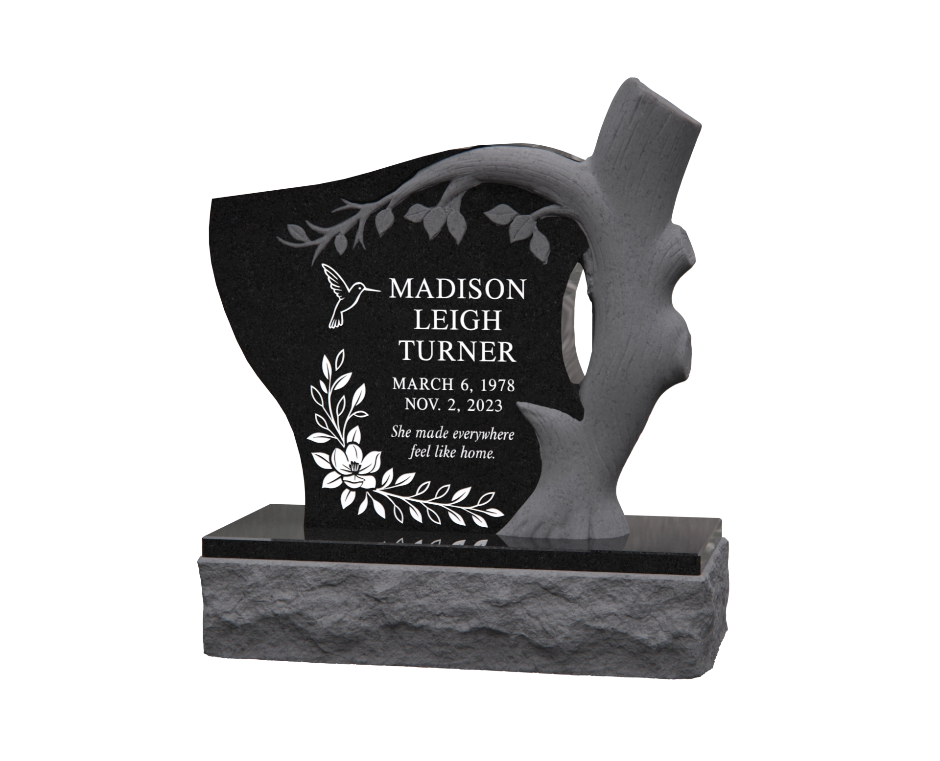 Luxury Upright Granite Headstone — Tree-of-Life