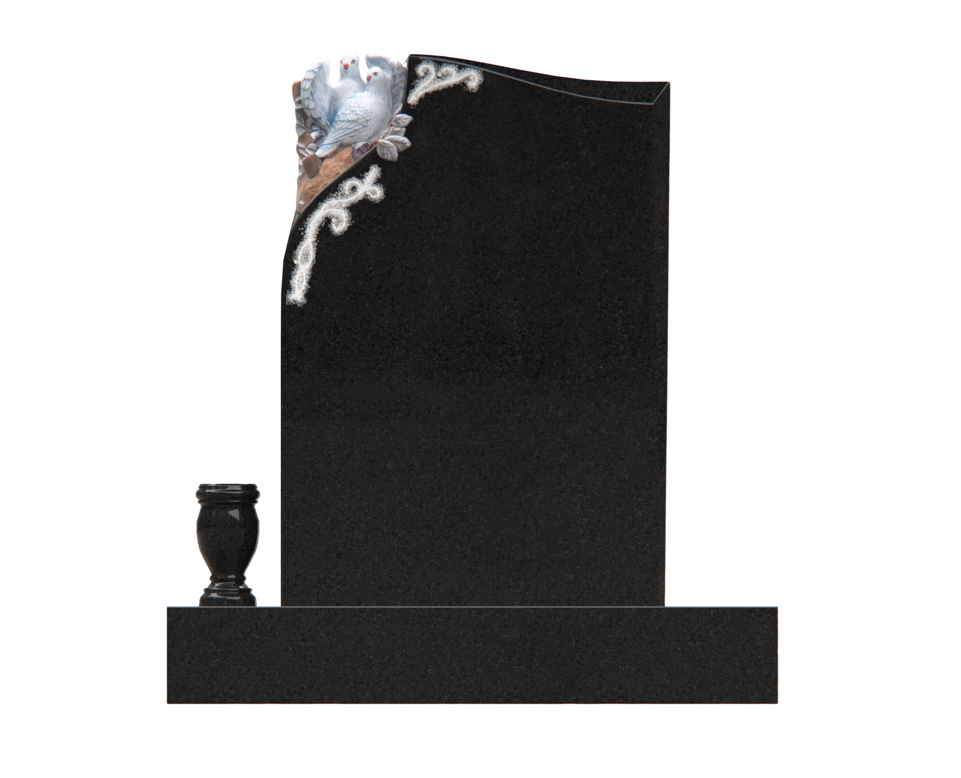 Premium Upright Granite Monument — Cross, Banner & Dove view 3