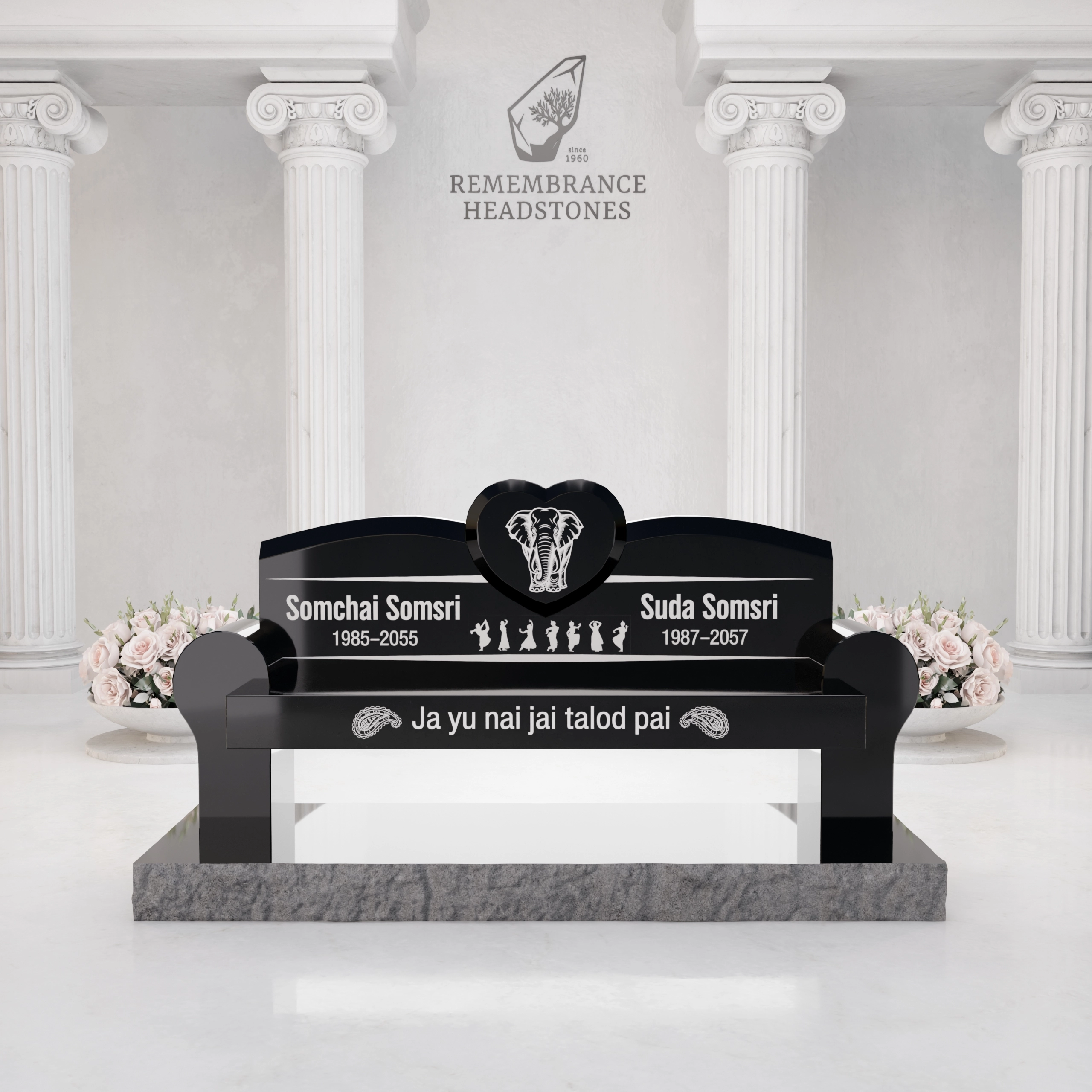 Luxury Companion Memorial Bench with Heart Accent