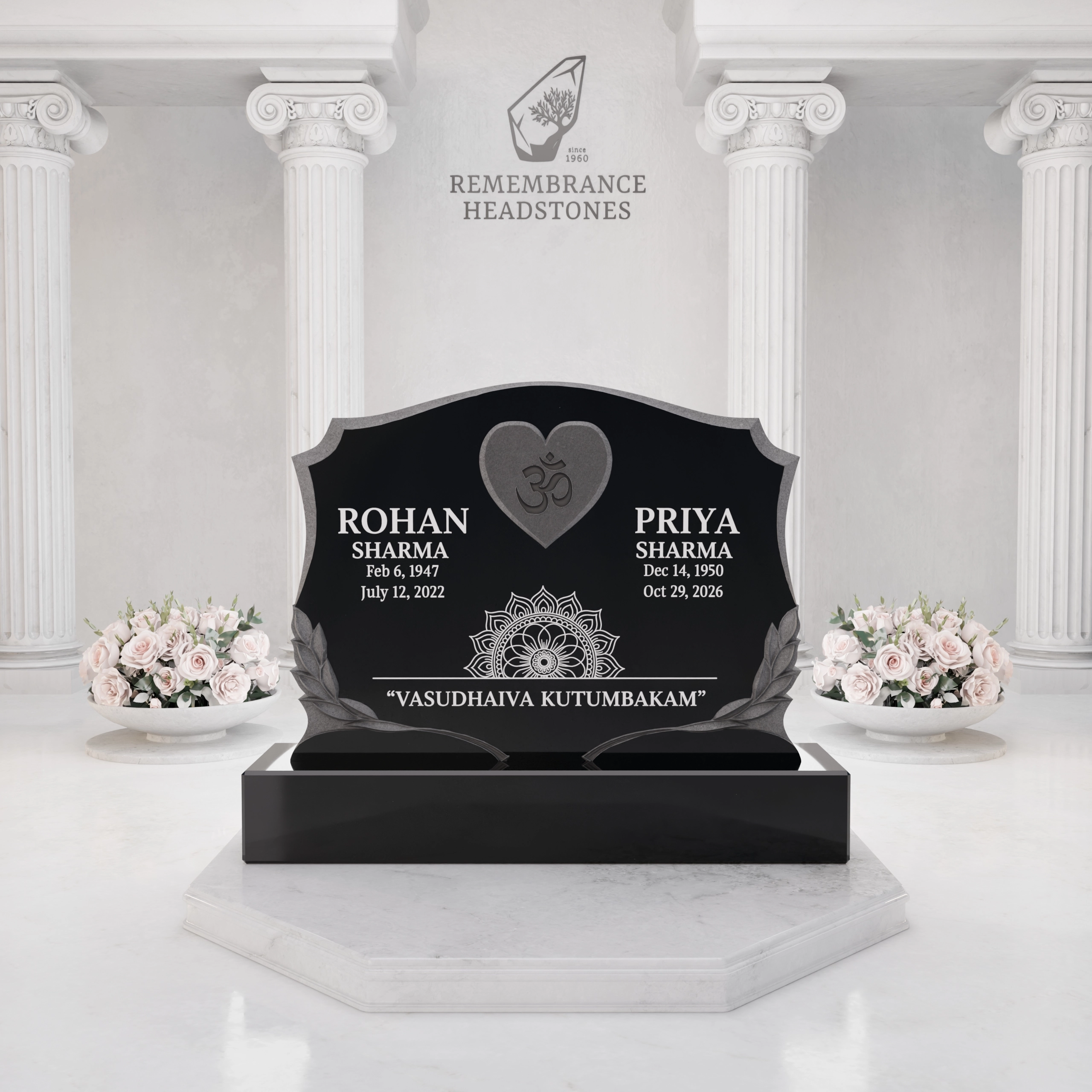 Luxury Hindu Companion Granite Headstone