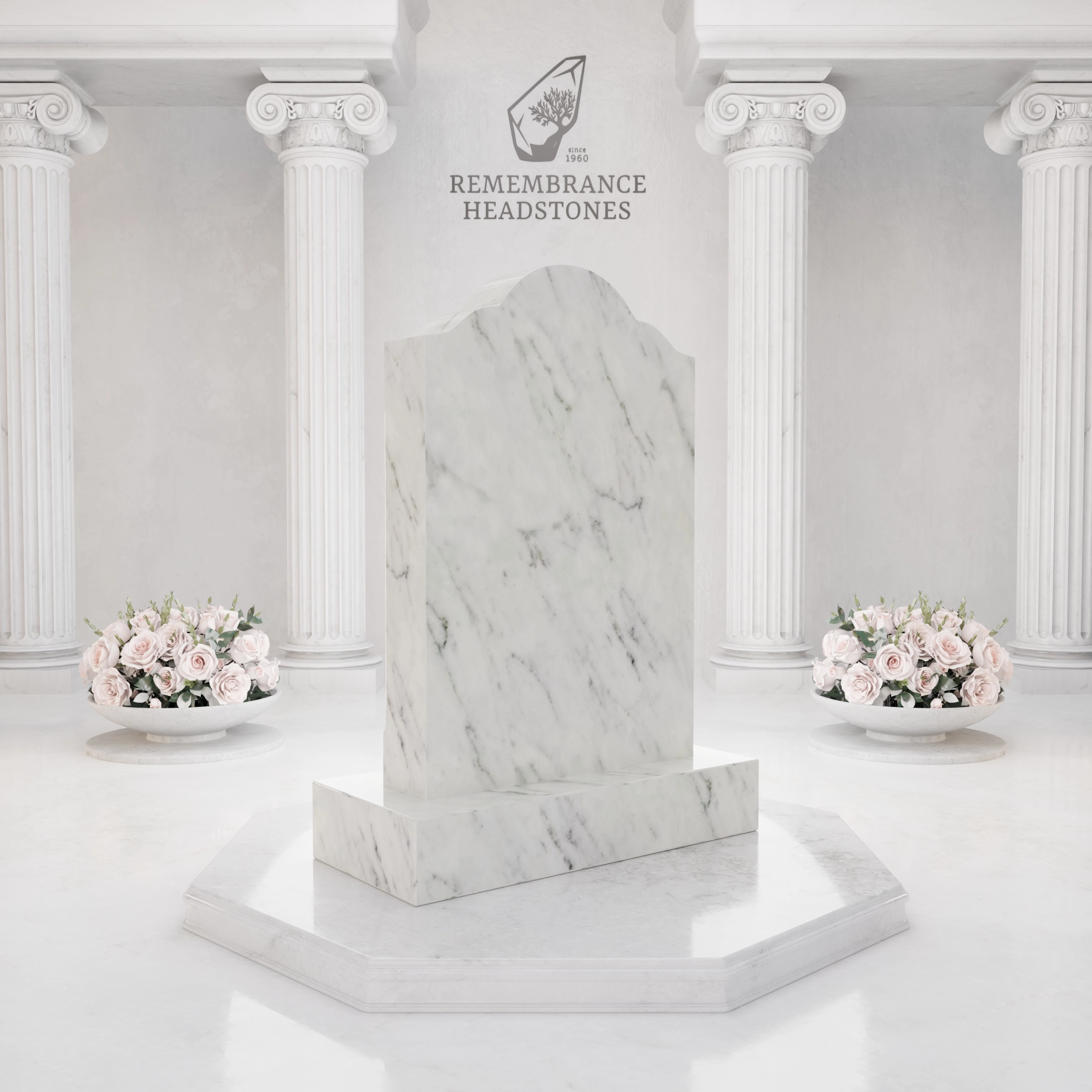 Luxury Floral Portrait Granite Headstone with Ceramic Photo view 4